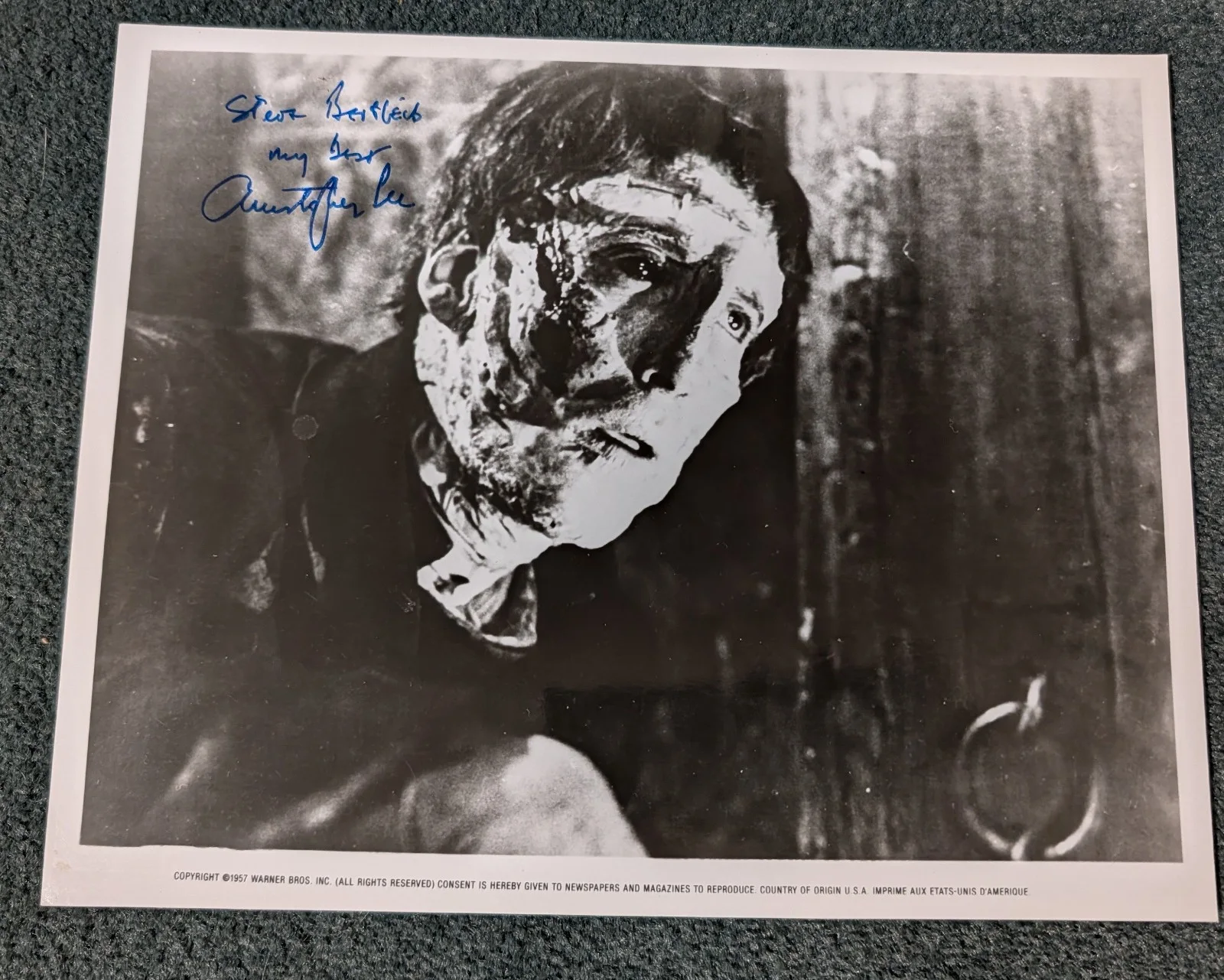 Christopher Lee — CURSE OF FRANKENSTEIN/CHRISTOPHER LEE original 8x10 AUTOGRAPHED PHOTO PORTRAIT