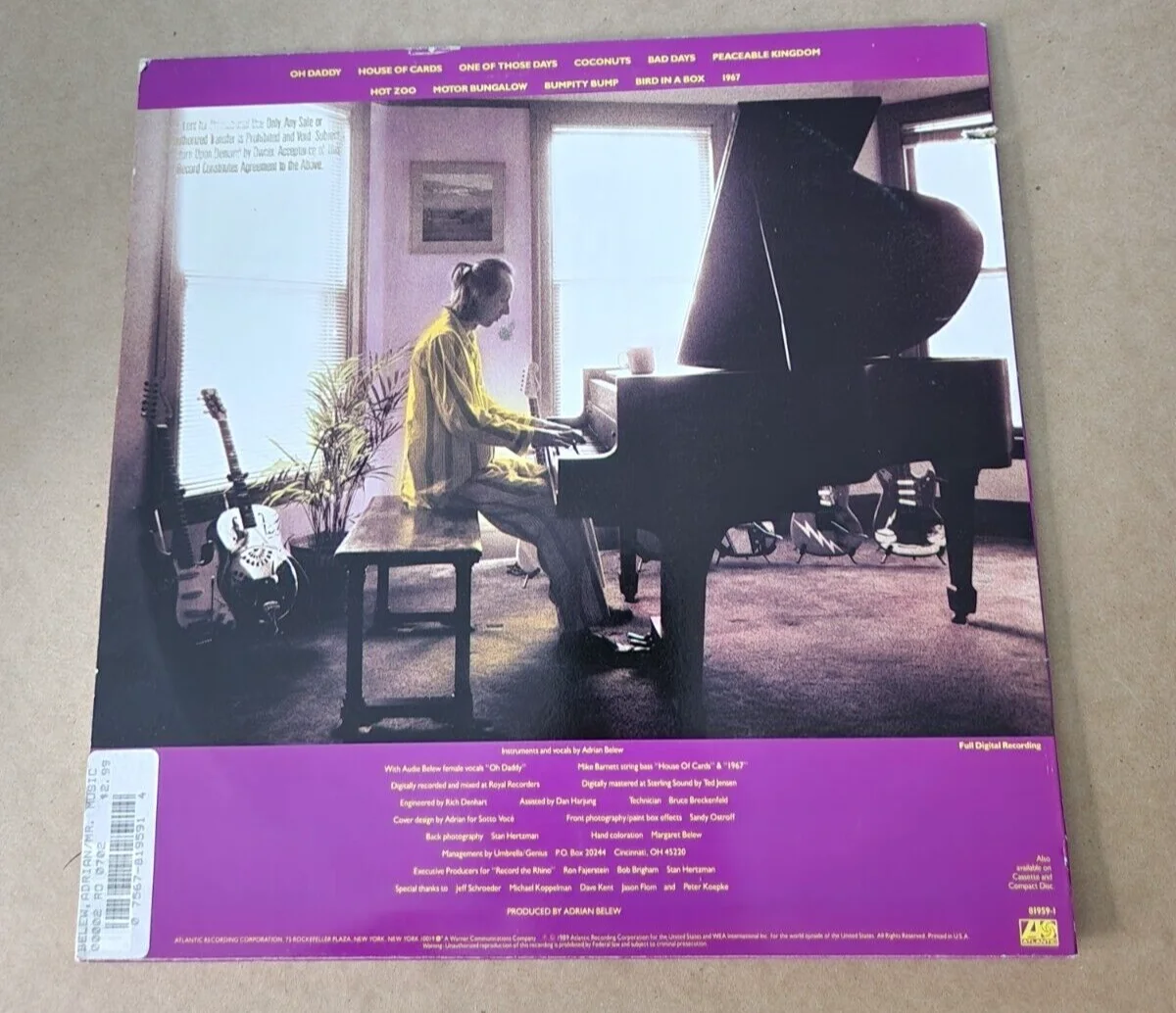 Adrian Belew Autographed LP Album Mr. Music Head, image 2