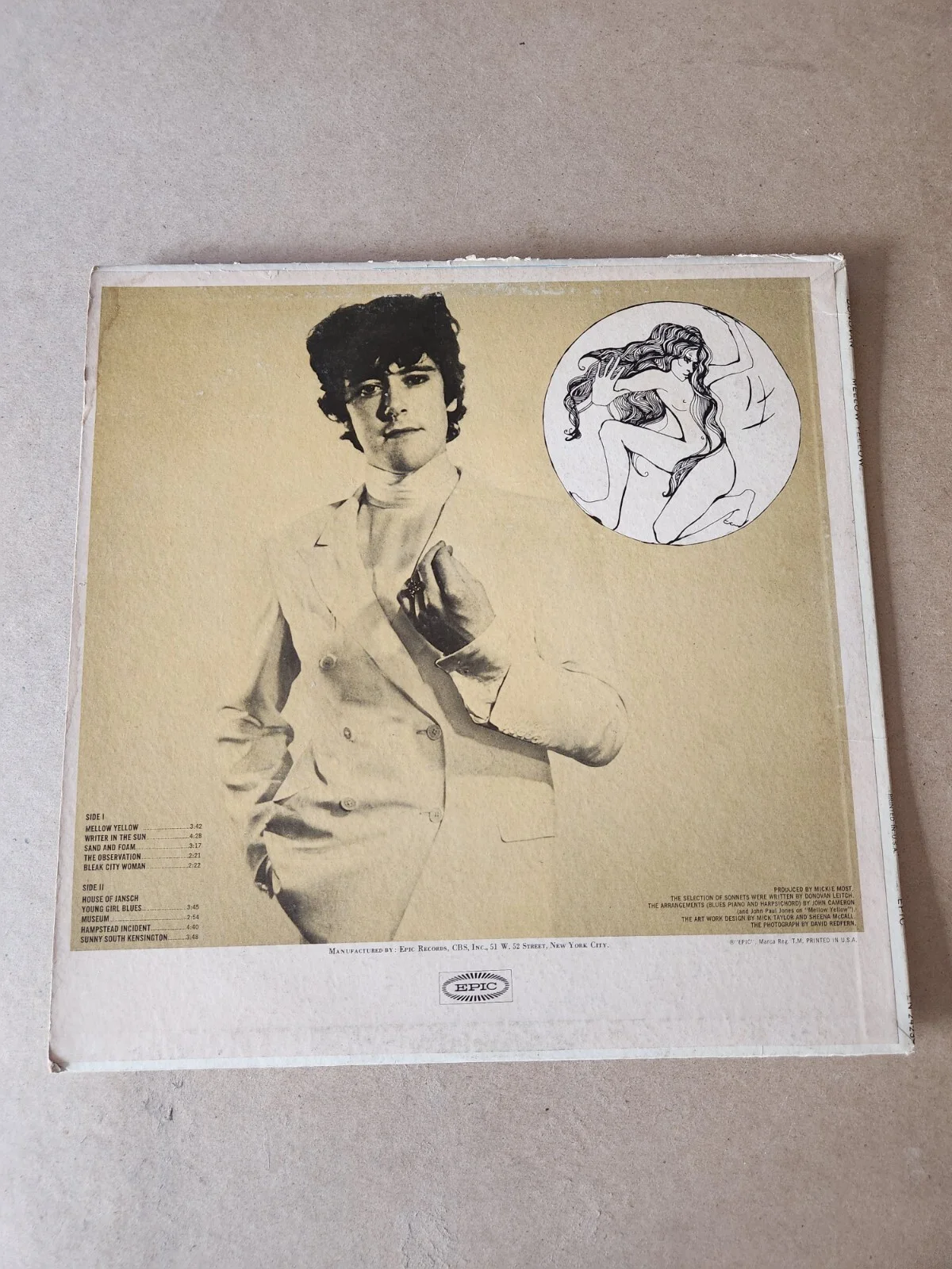 Donovan Leitch Autographed Vinyl LP Album Mellow Yellow, изображение 2