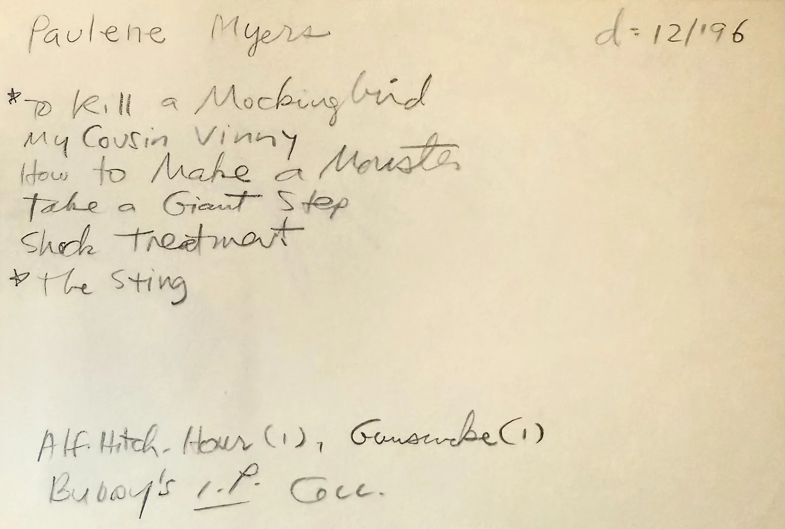 Paulene Myers — PAULENE MYERS Signed Autographed 4x6 INDEX CARD Dear Heart How to Make a Monster, изображение 2