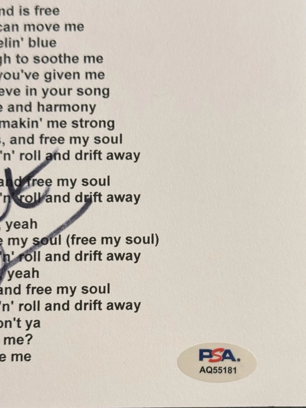Uncle Kracker Signed Autographed Drift Away 8.5x11 Lyric Sheet PSA/DNA COA, image 2