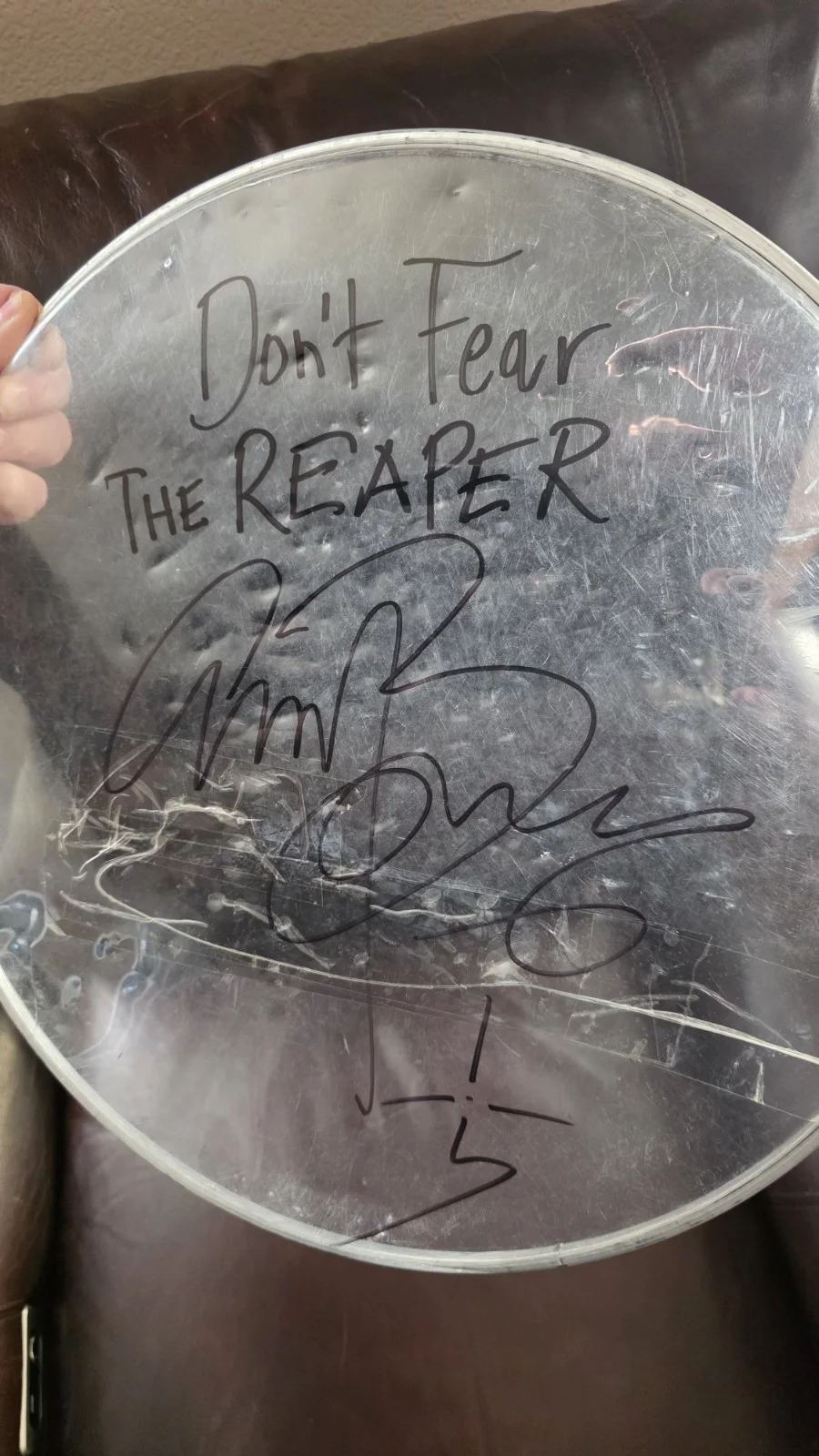 SIGNED DONT FEAR THE REAPER BLUE OYSTER CULT ALBERT BOUCHARD PERSONAL DRUMHEAD, изображение 2