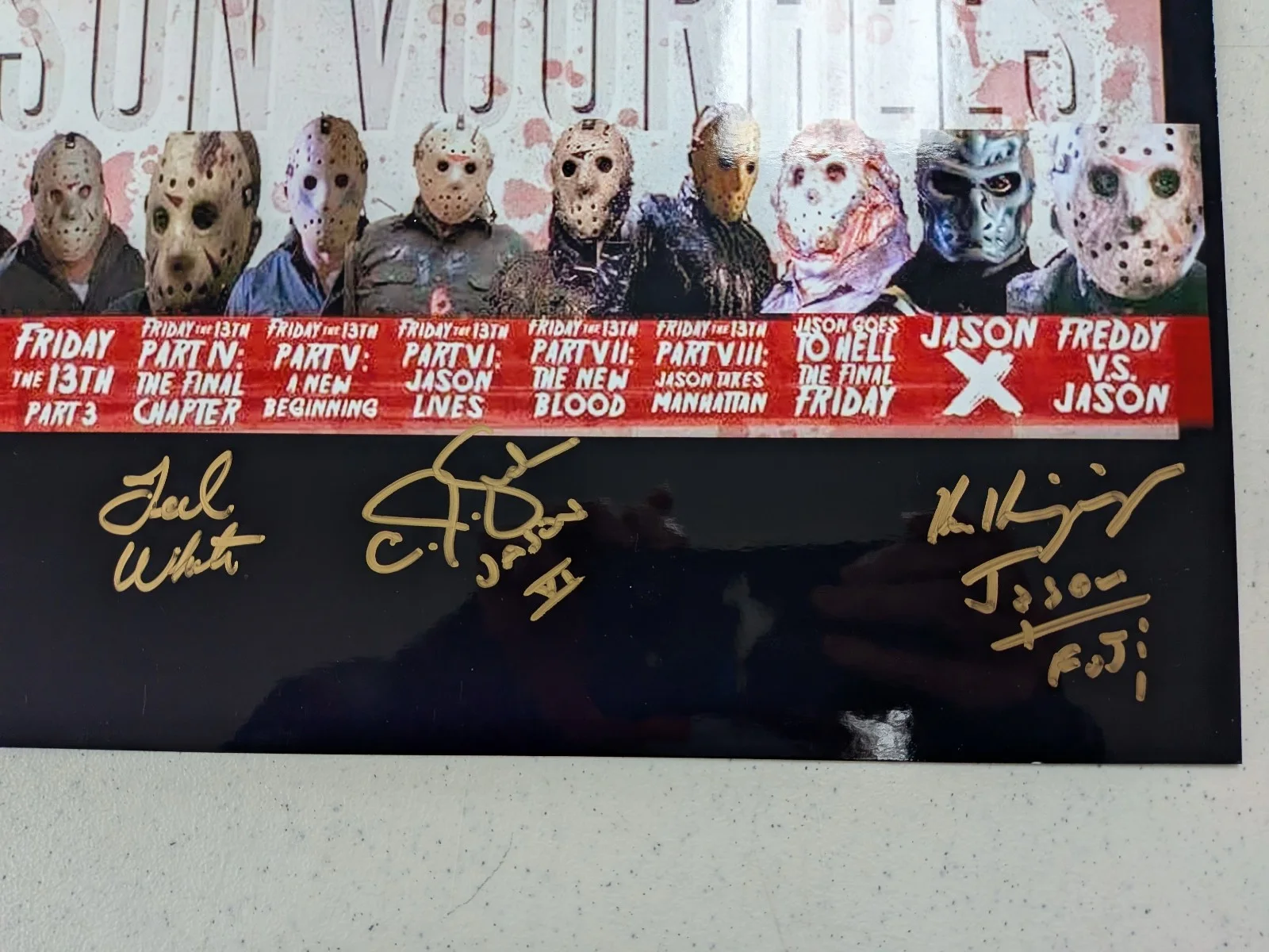 HODDER WHITE GRAHAM MORGA 6X Signed 10x13 Poster Friday the 13th Jason JSA COA, image 2