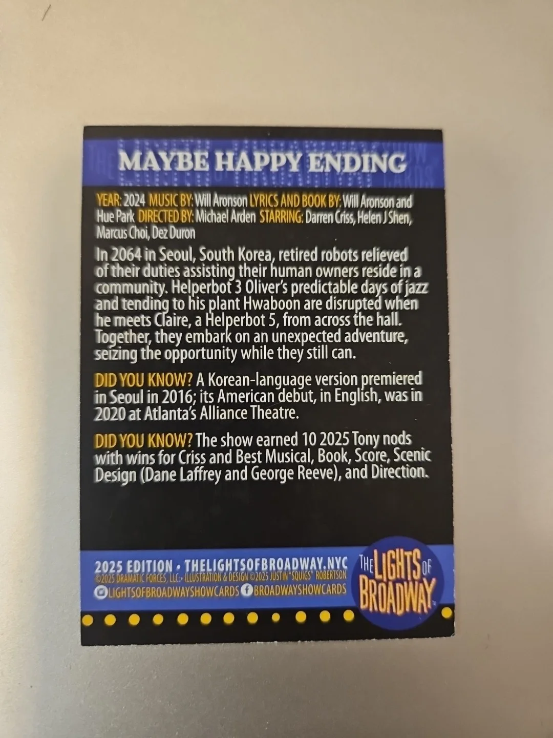 Helen J Shen — Helen J Shen Signed Lights Of Broadway Card, изображение 2