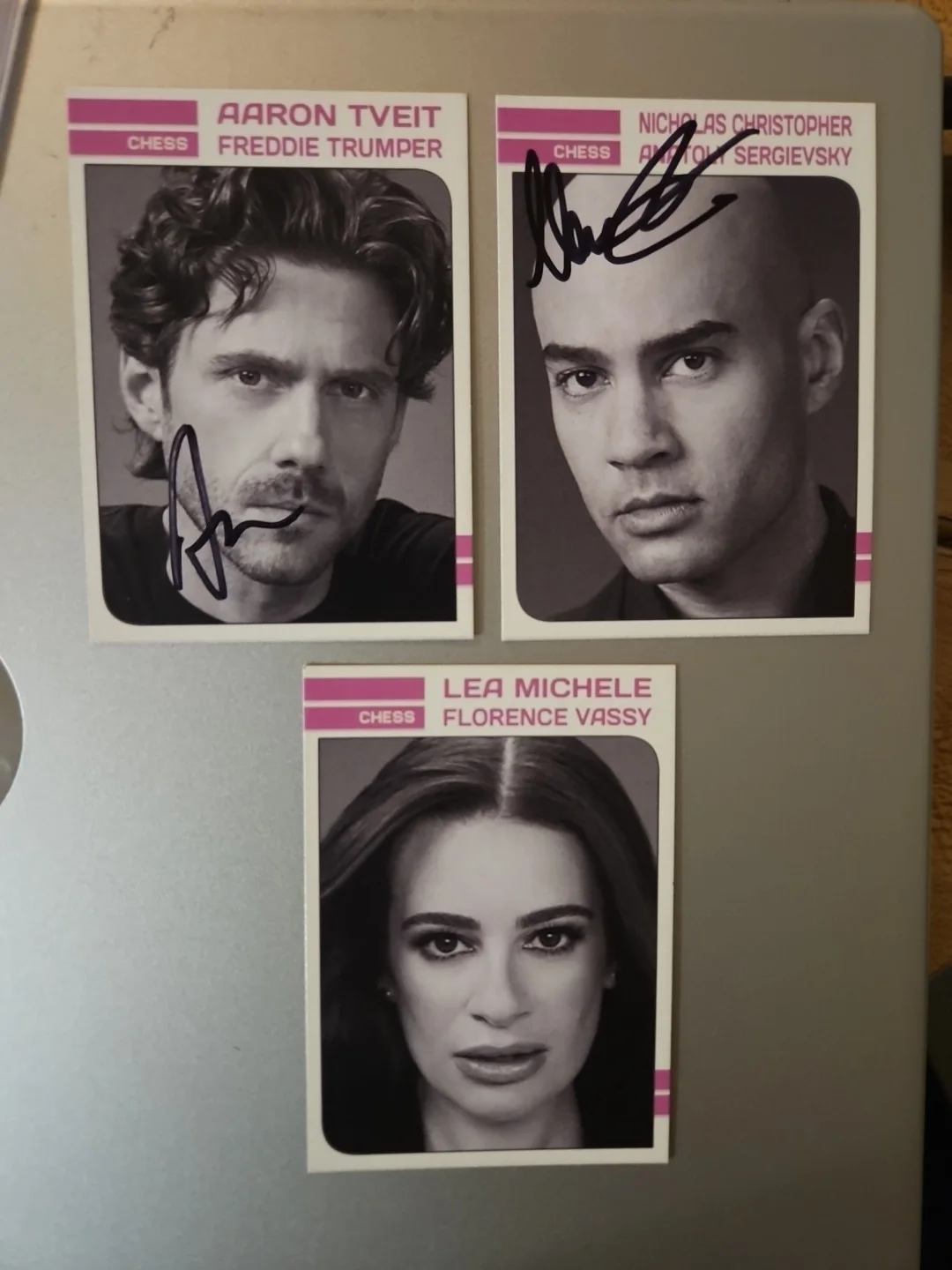 Aaron Tveit, Nicholas Christopher — Chess On Broadway Signed Custom Cards - Aaron Tveit, Nicholas Christopher