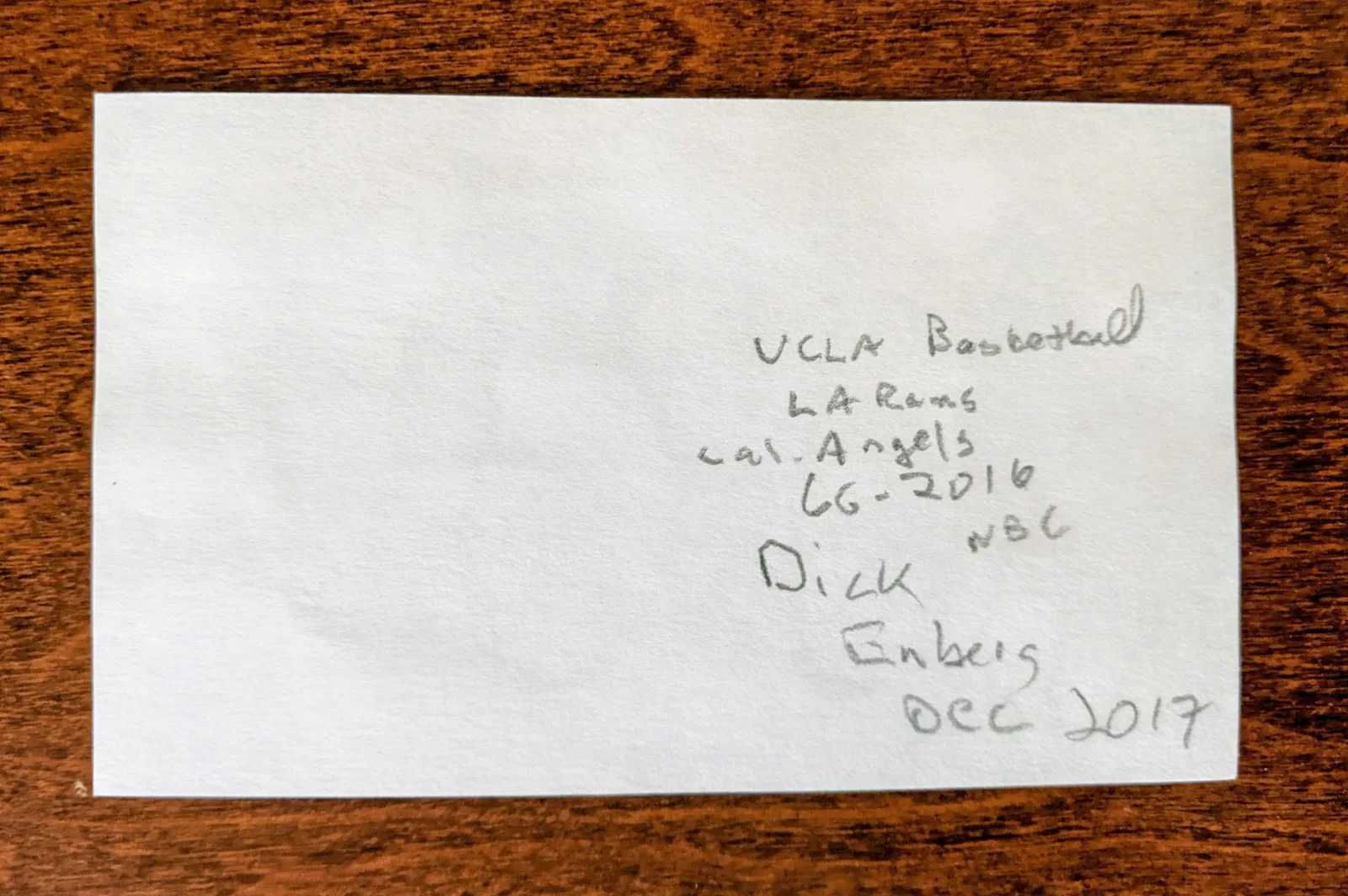 Dick Enberg — Dick Enberg SIGNED Autographed Cut - NFL MLB NBA NBC CBS ESPN Tennis Golf Oh My!, изображение 2