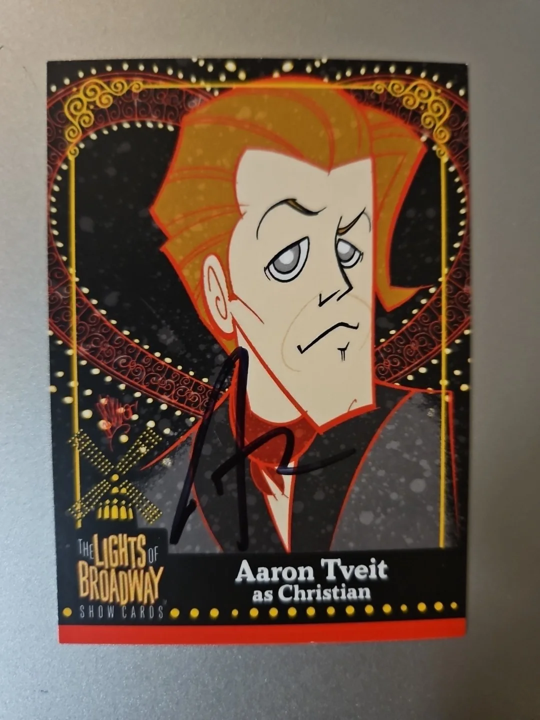 Nicholas Christopher — Aaron Tveit Moulin Rouge Lights Of Broadway Card Signed By Aaron Tveit *
