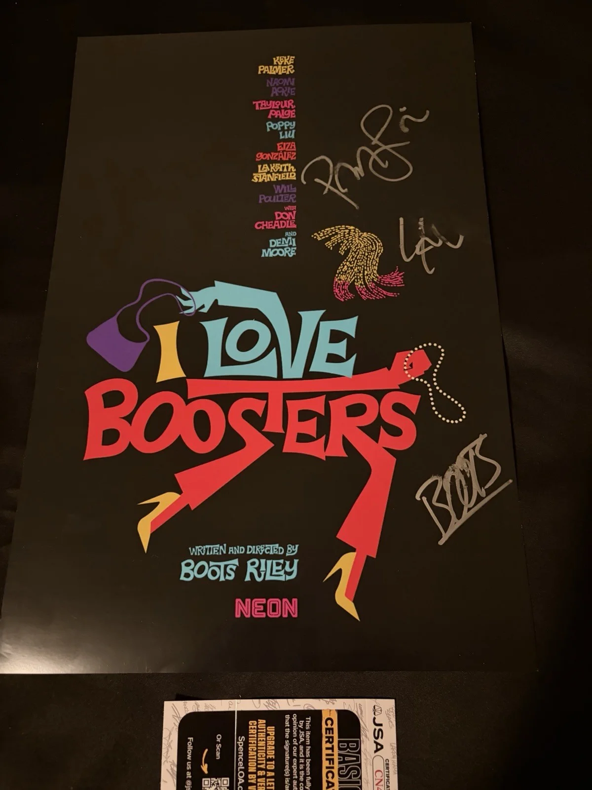 BOOTS, Lakeith & Poppy Liu Signed 12x18 Card poster I LOVE BOOSTERS JSA Coa, image 5