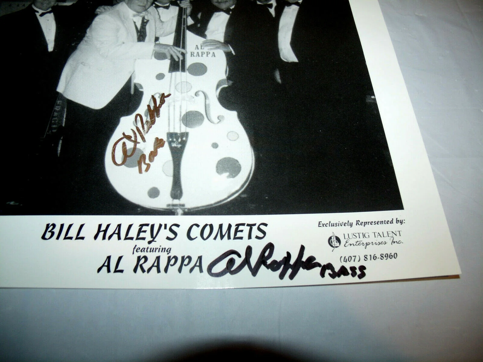 Bill Haley's Comets Promo 8x10 SIGNED TWICE by Al Rappa The Walking Bass Player, изображение 2