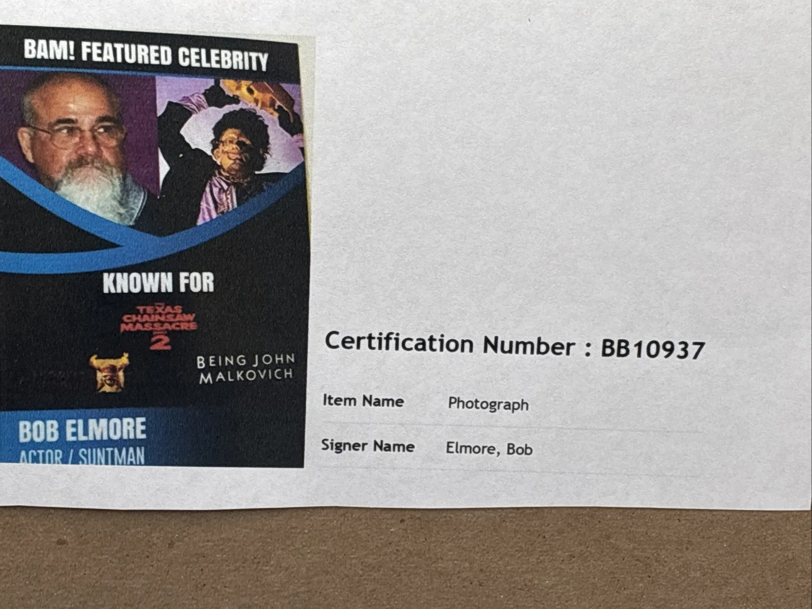Bob Elmore — Bob Elmore Signed Leatherface Texas Chainsaw Massacre 2 8x10 Beckett COA Stunt, изображение 4
