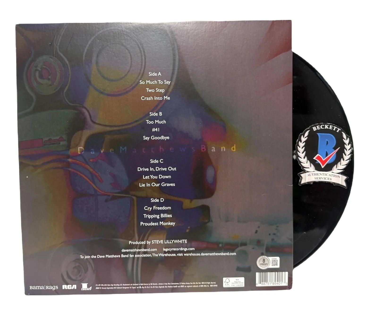 DAVE MATTHEWS SIGNED AUTOGRAPH DMB CRASH LP VINYL BECKETT BAS, image 2