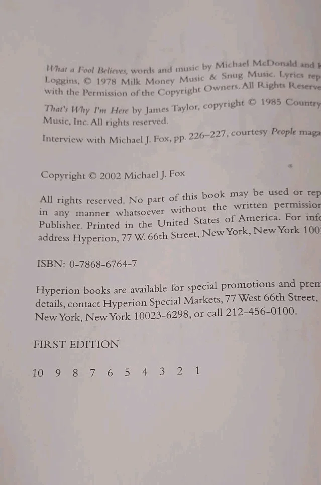 Michael J. Fox — Signed 1st Edition Lucky Man : A Memoir Michael J. Fox Firefighter Charity Item, изображение 3