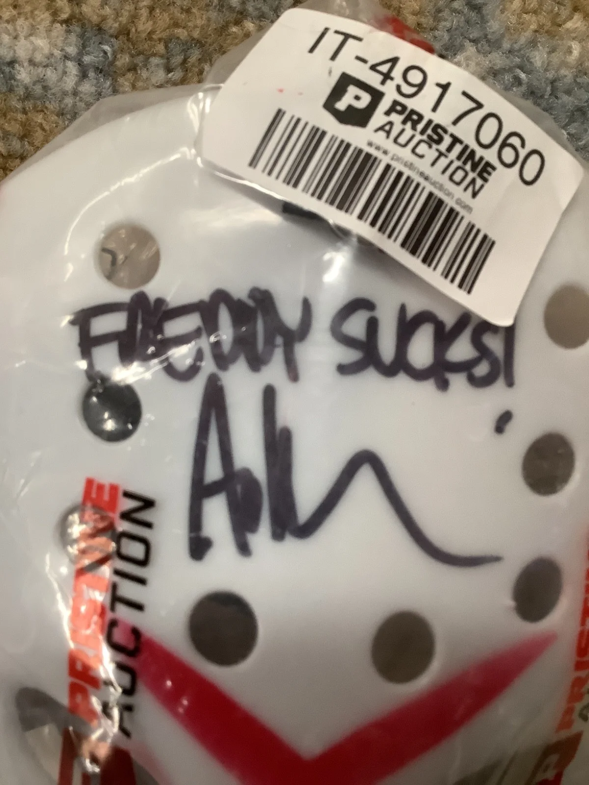 Ari Lehman — Ari Lehman Signed & Inscribed “Freddy Sucks” Mask OG Jason Voorhees Pristine, изображение 2