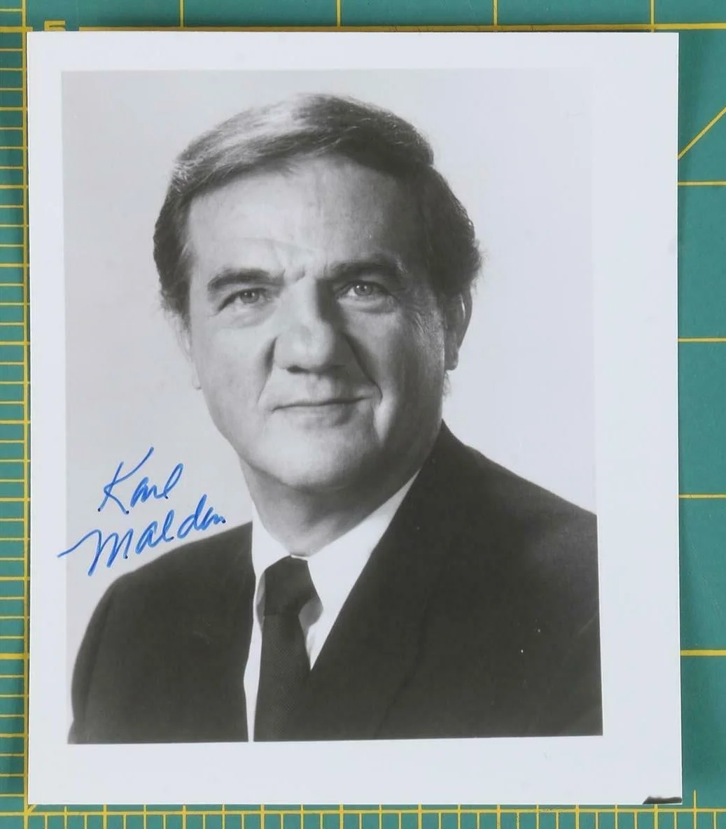 RALPH BELLAMY — Karl Malden Signed 3x5 Autographed Photo American Actor "Street car name Desire"