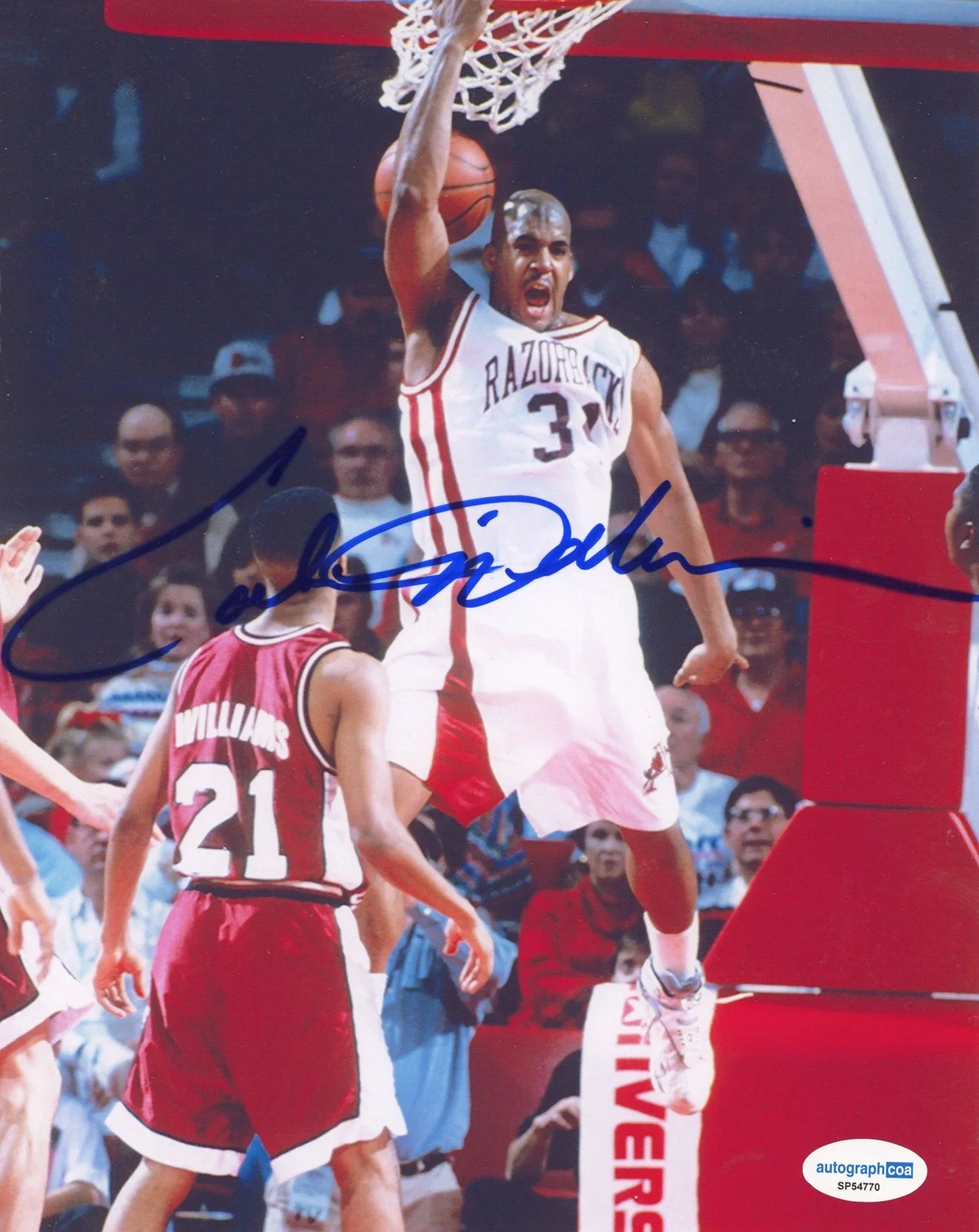 Corliss Williamson — Corliss Williamson AUTOGRAPH Signed Arkansas Razorbacks 8x10 Photo ACOA, изображение 2