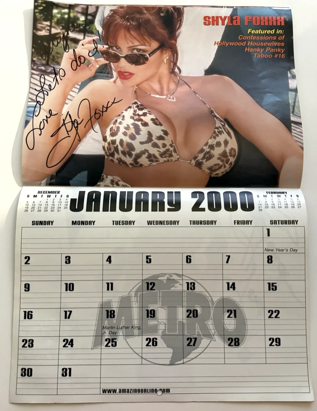 Metro Babes Illustrated hand SIGNED EVERY MONTH Swimsuit Calendar Porn Stars COA, изображение 4