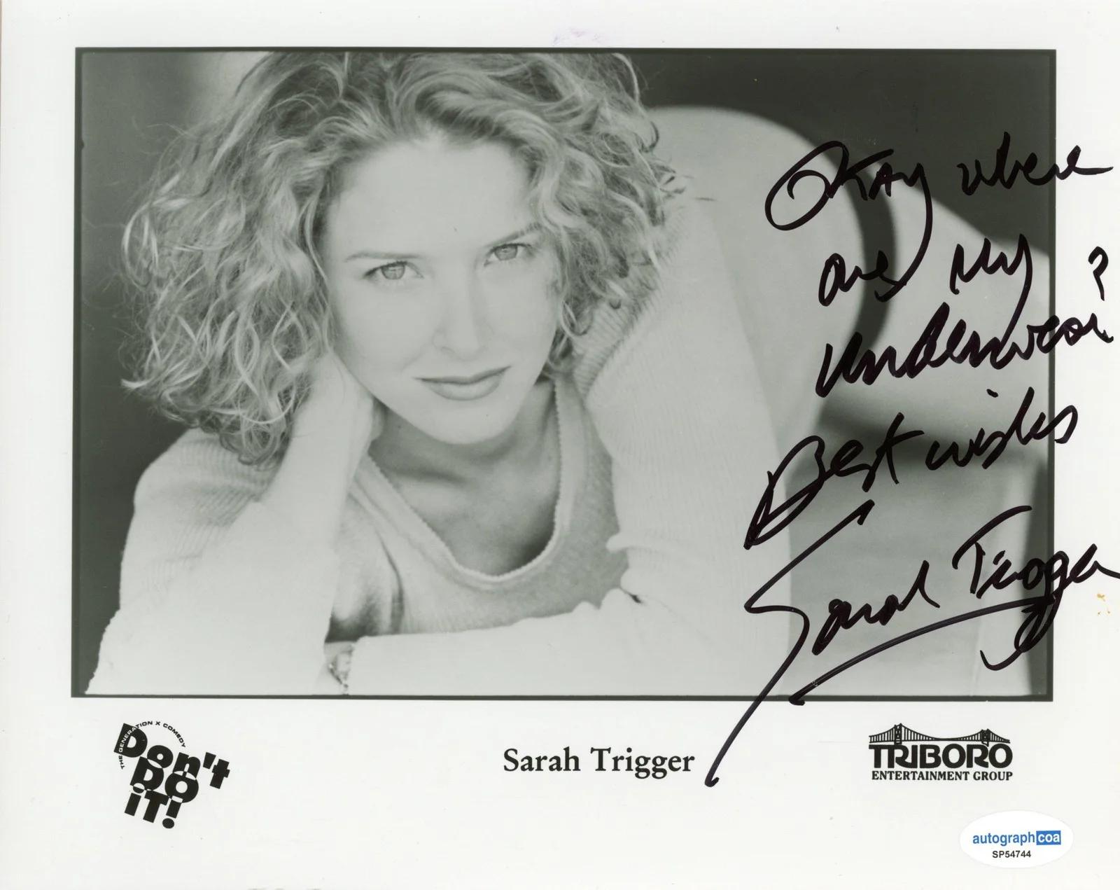 Sarah Trigger — Sarah Trigger "Don't Do It" AUTOGRAPH Signed 'Alicia' 8x10 Photo ACOA, изображение 2