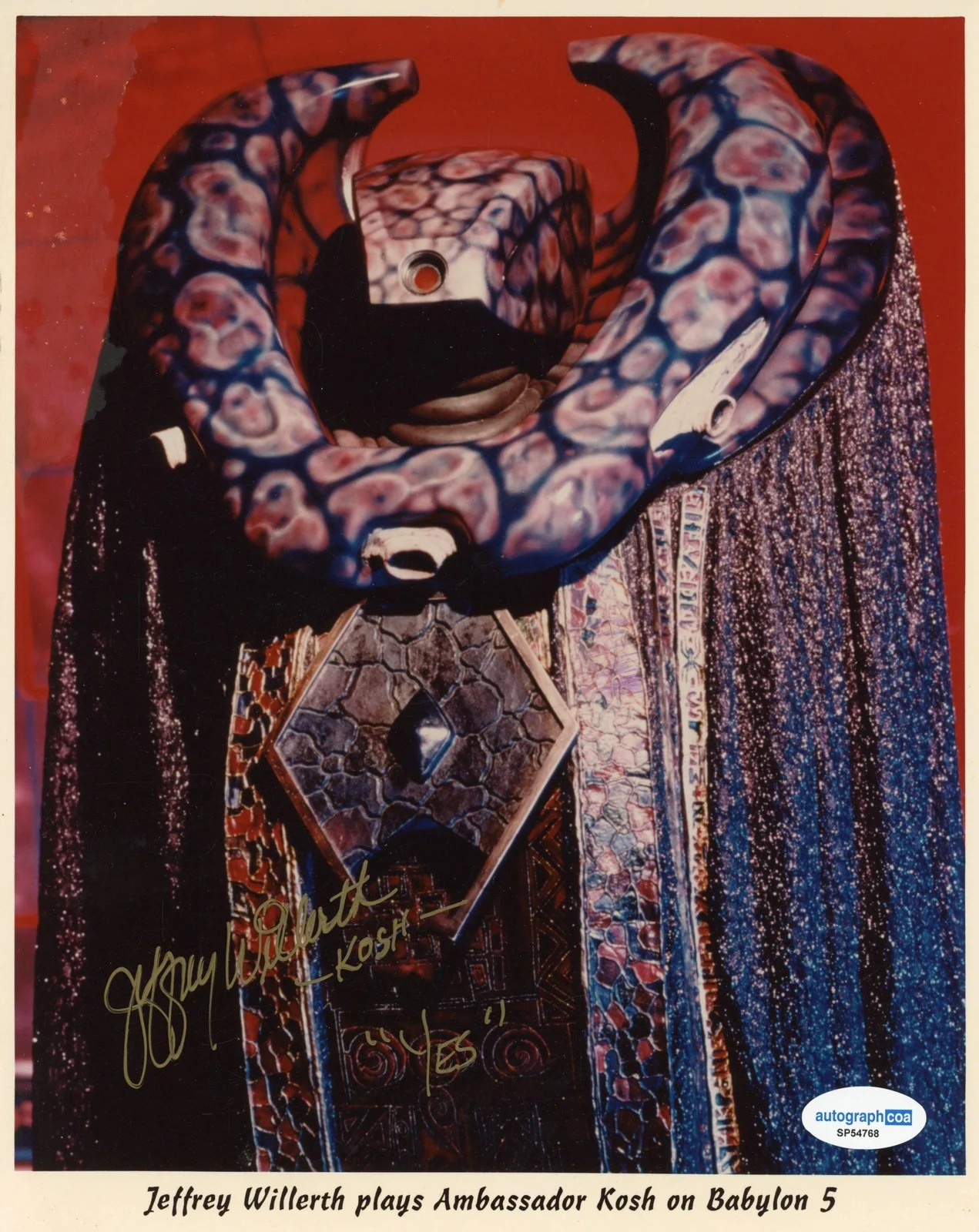 Jeffrey Willerth — Jeffrey Willerth "Babylon 5" AUTOGRAPH Signed 'Ambassador Kosh' 8x10 Photo ACOA, изображение 2