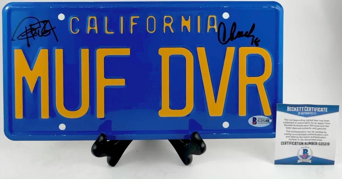 Cheech Marin — Cheech & Chong Signed Up In Smoke MUF DVR License Plate Prop Autograph BAS COA
