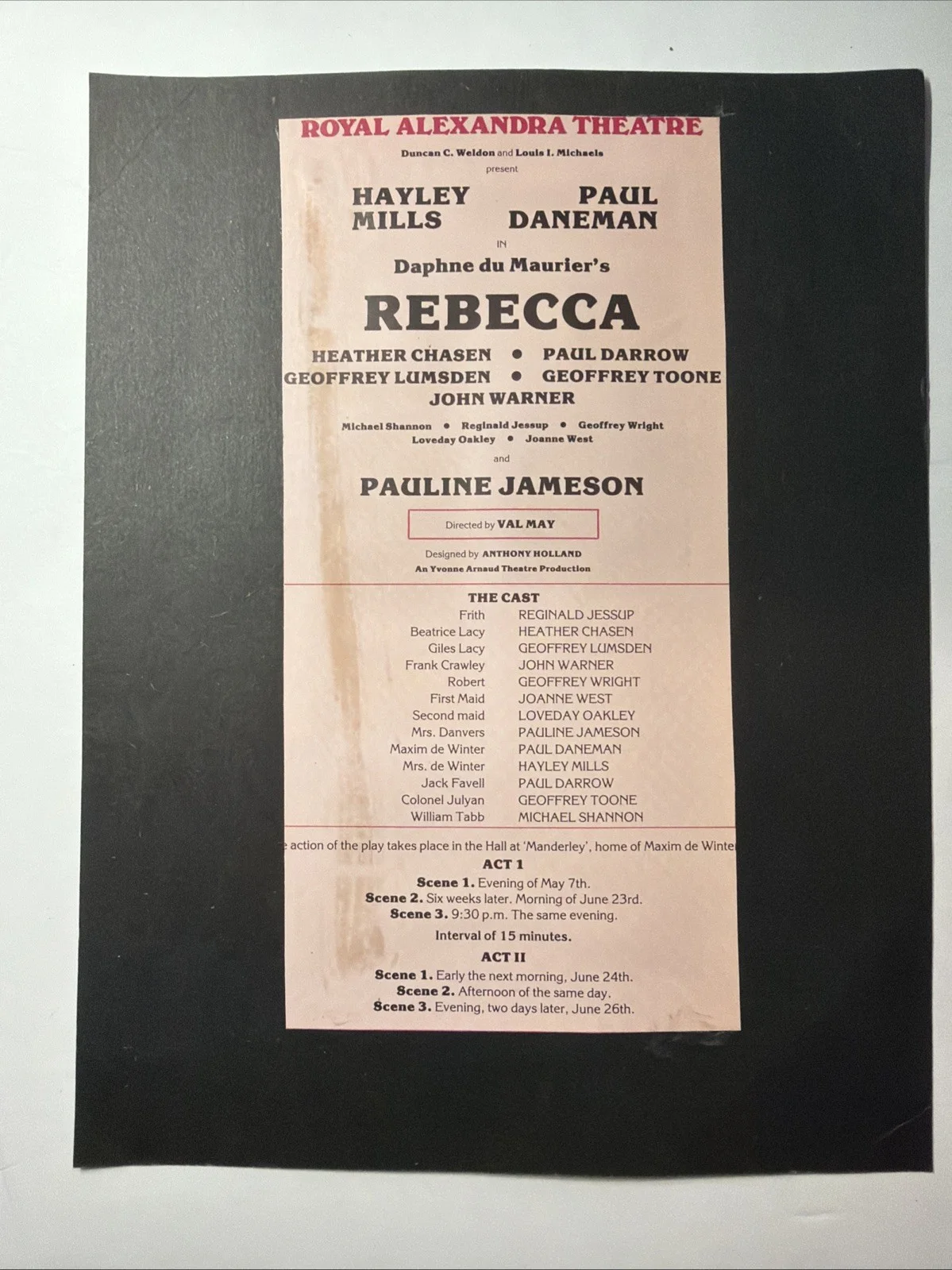 “Rebecca” Playbill 1977 Signed By Hayley Mills & Paul Daneman., image 4