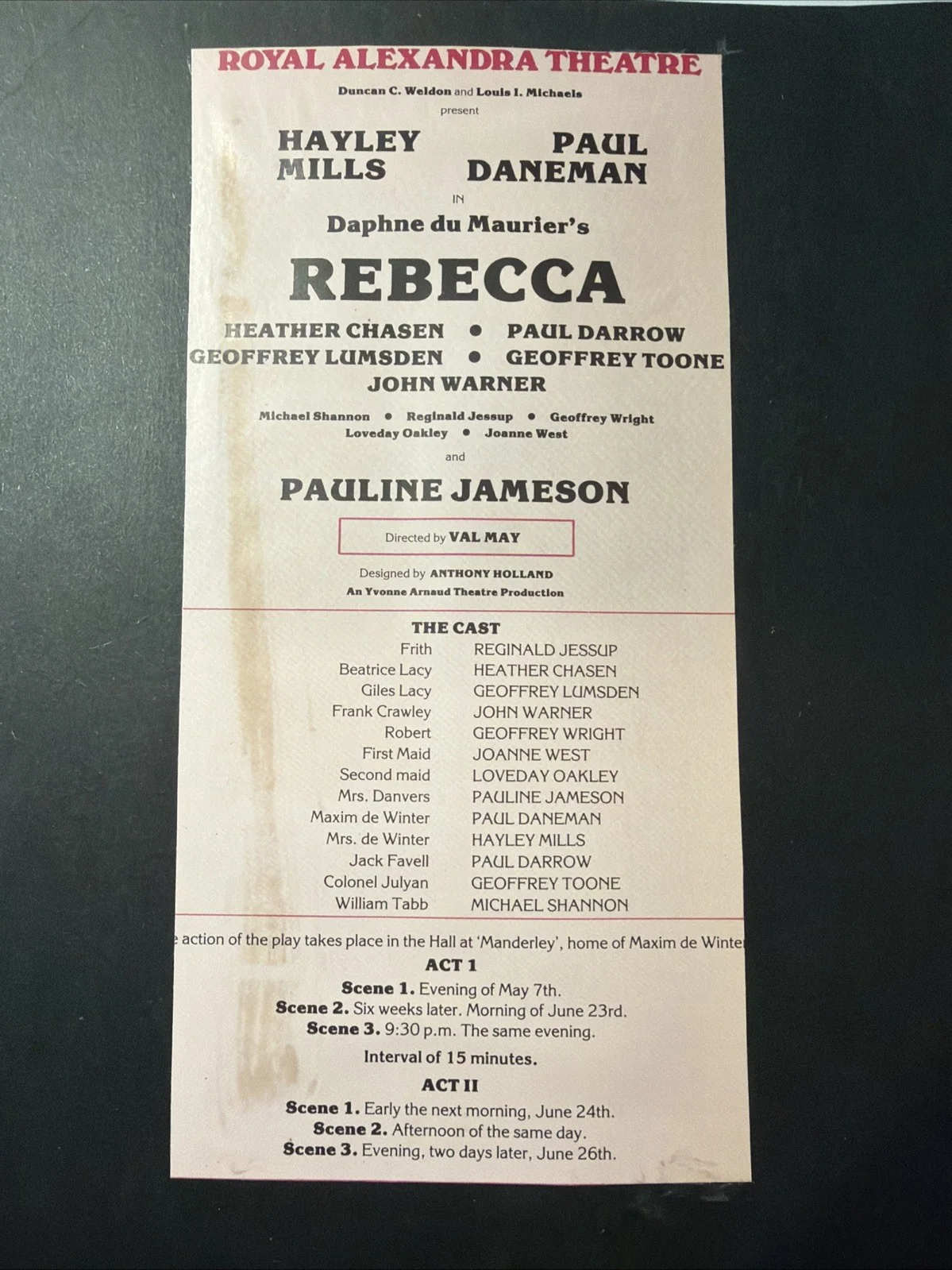 “Rebecca” Playbill 1977 Signed By Hayley Mills & Paul Daneman., image 5