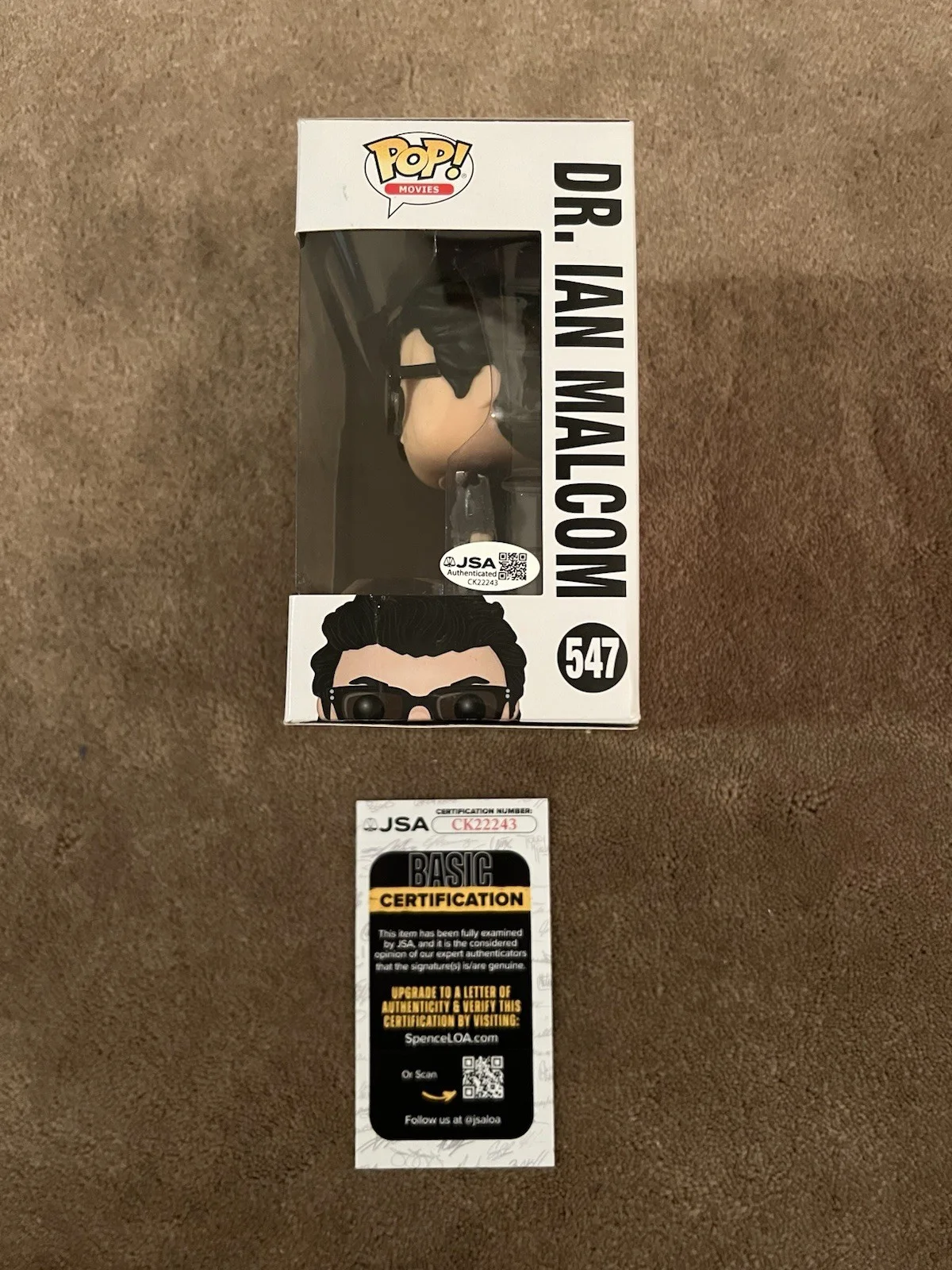 Jeff Goldblum Autographed Funko Pop Dr. lan Malcolm Jurassic World #547 JSA, изображение 3