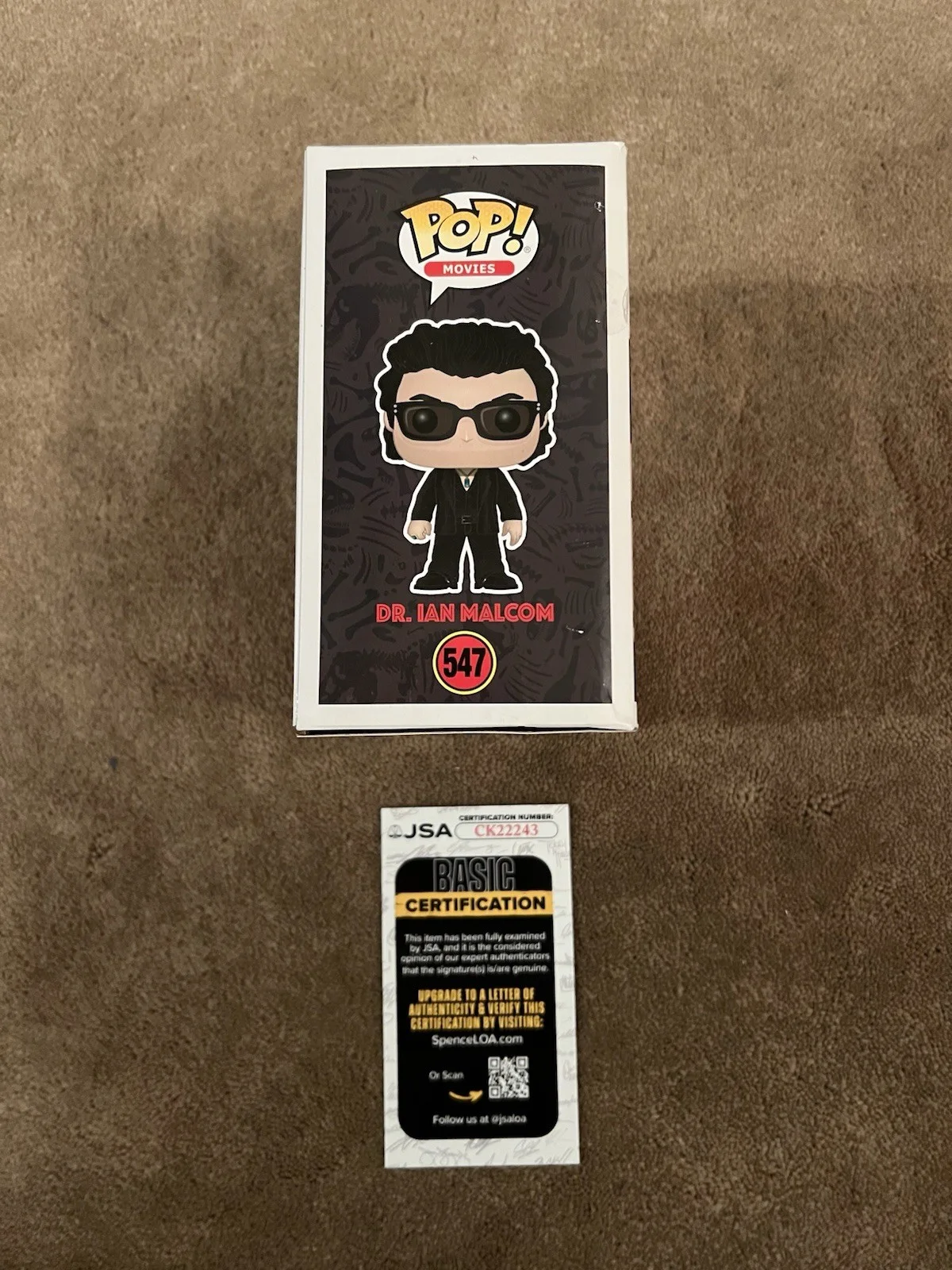 Jeff Goldblum Autographed Funko Pop Dr. lan Malcolm Jurassic World #547 JSA, изображение 5