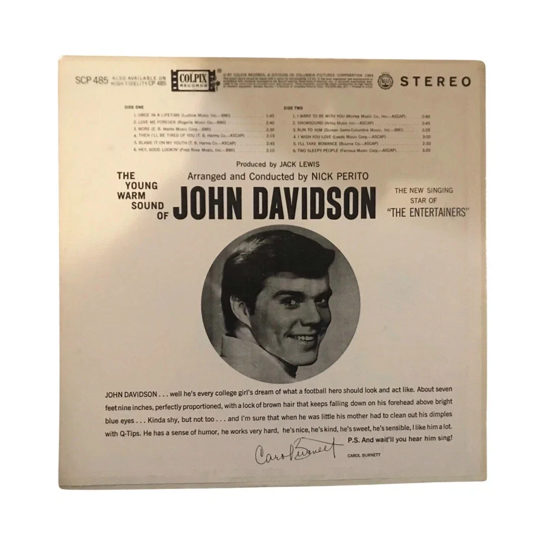 John Davidson Carol Burnett Record Albums 2 Signed Autograph Vintage 1960s Set 4, изображение 5