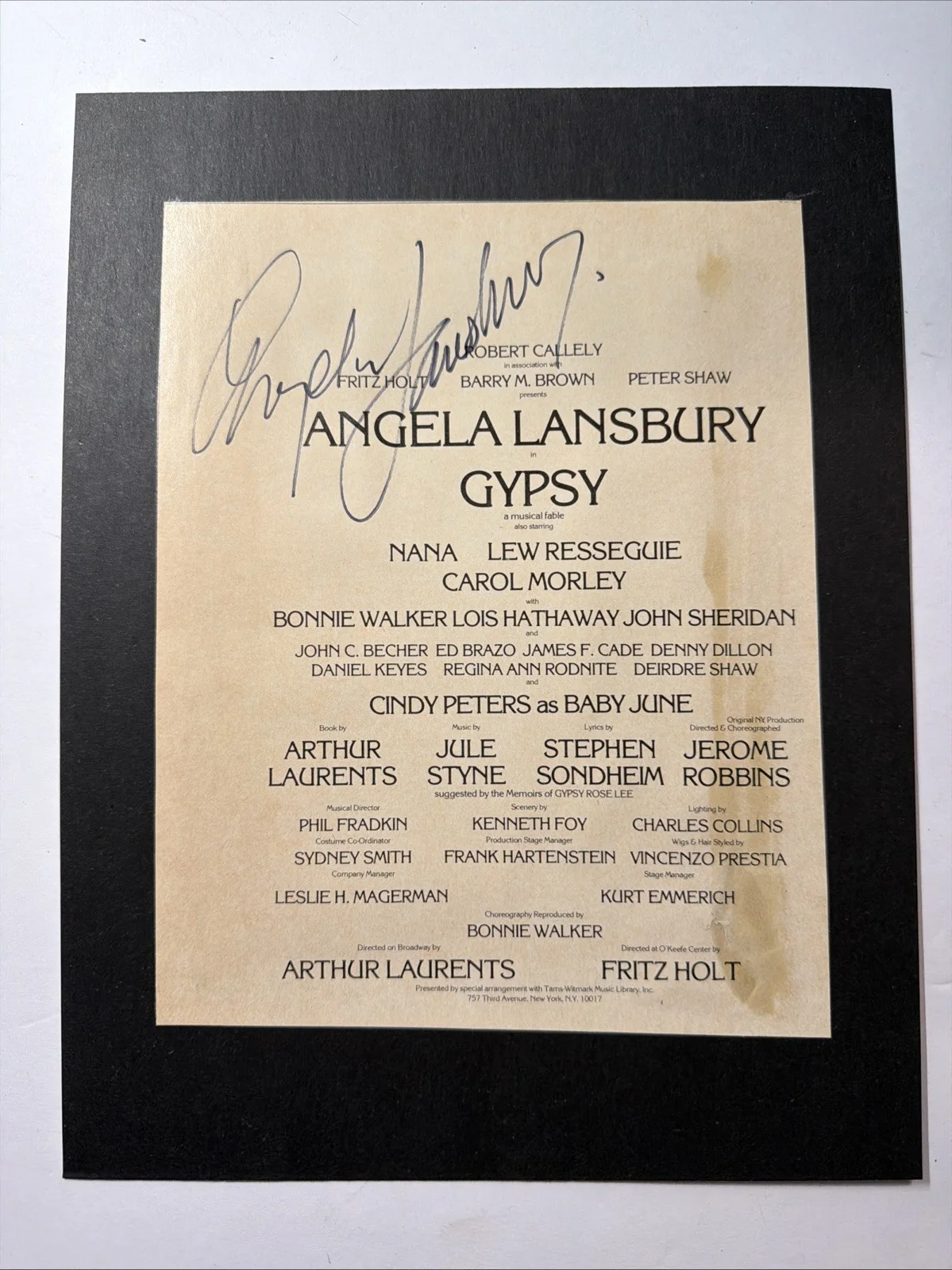 Angela Lansbury — Angela Lansbury Signed Autographed “Gypsy” Playbill Cover 1978 8x11”