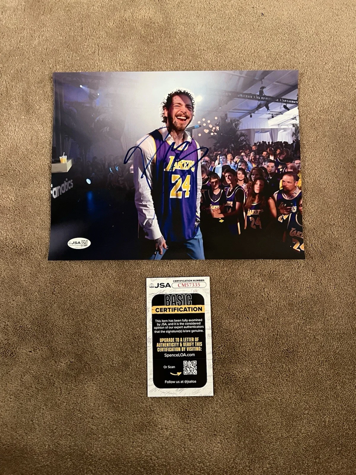 Post Malone Autographed Photo 8.5x11 Kobe Bryant JSA AUTHENTICATION, image 2