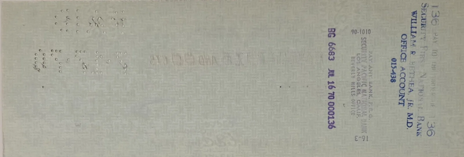 David Hedison — David Hedison Actor James Bond & The Fly Autographed 1970 Canceled Signed Check, image 2
