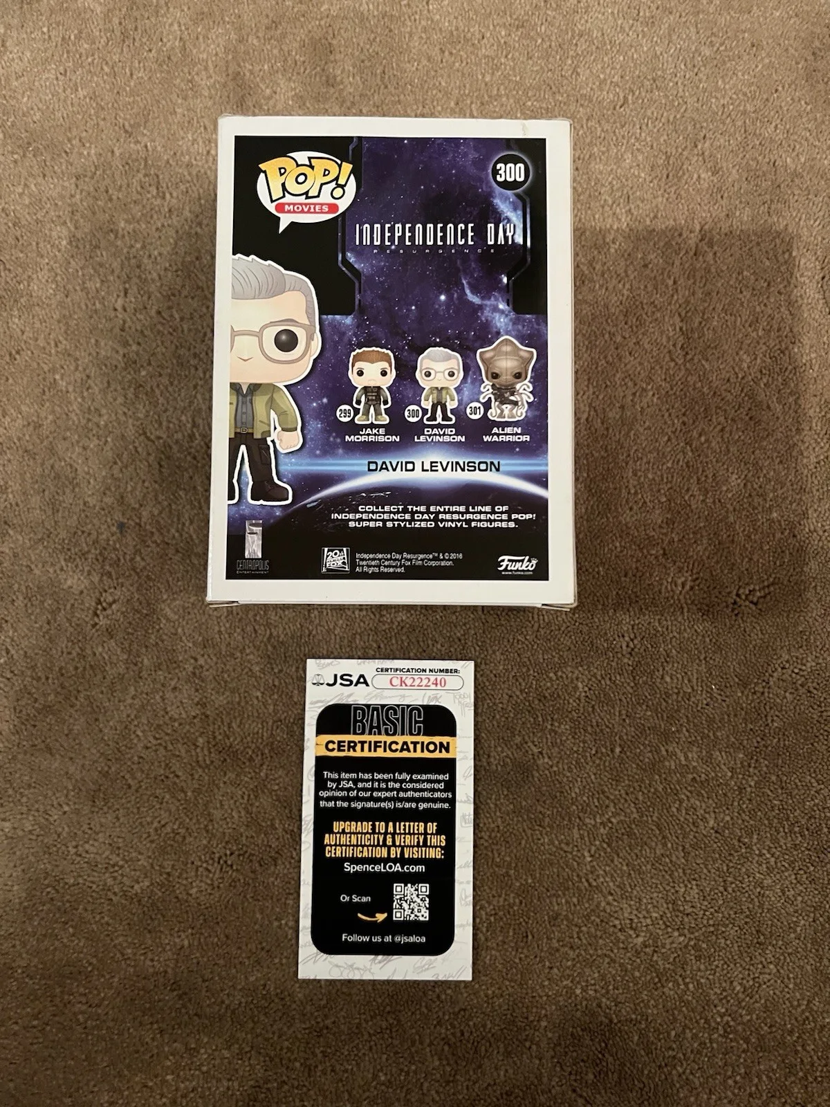 Jeff Goldblum Autographed Funko Pop David Levinson Independence Day JSA, изображение 4