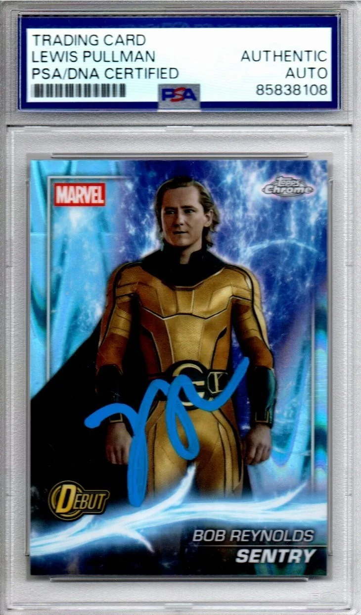 Lewis Pullman — Lewis Pullman 2025 Topps Chrome Marvel Studio Signed Card IP PSA Slabbed Raywave