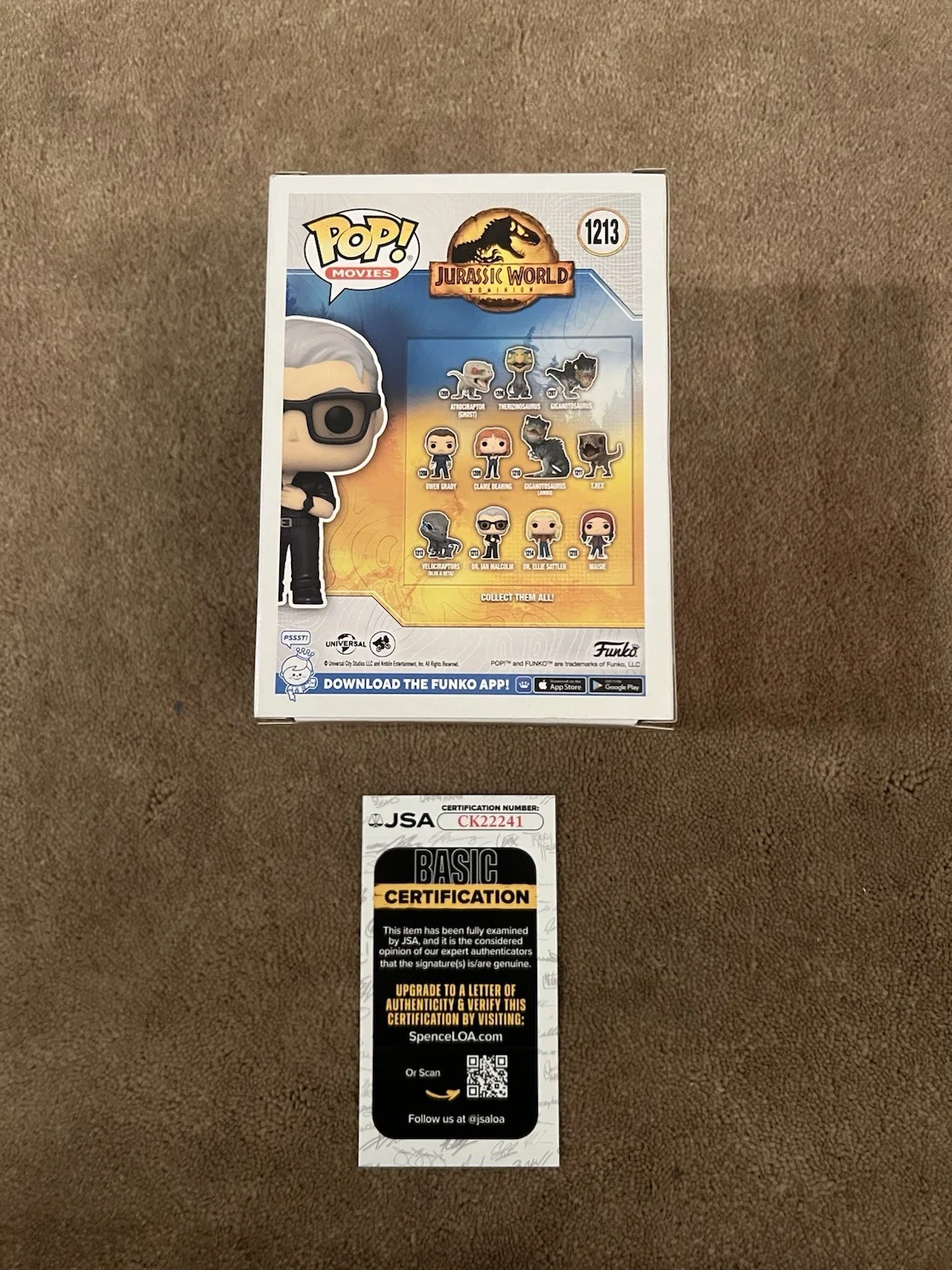 Jeff Goldblum Autographed Funko Pop Dr. lan Malcolm Jurassic World #1213 JSA, image 4