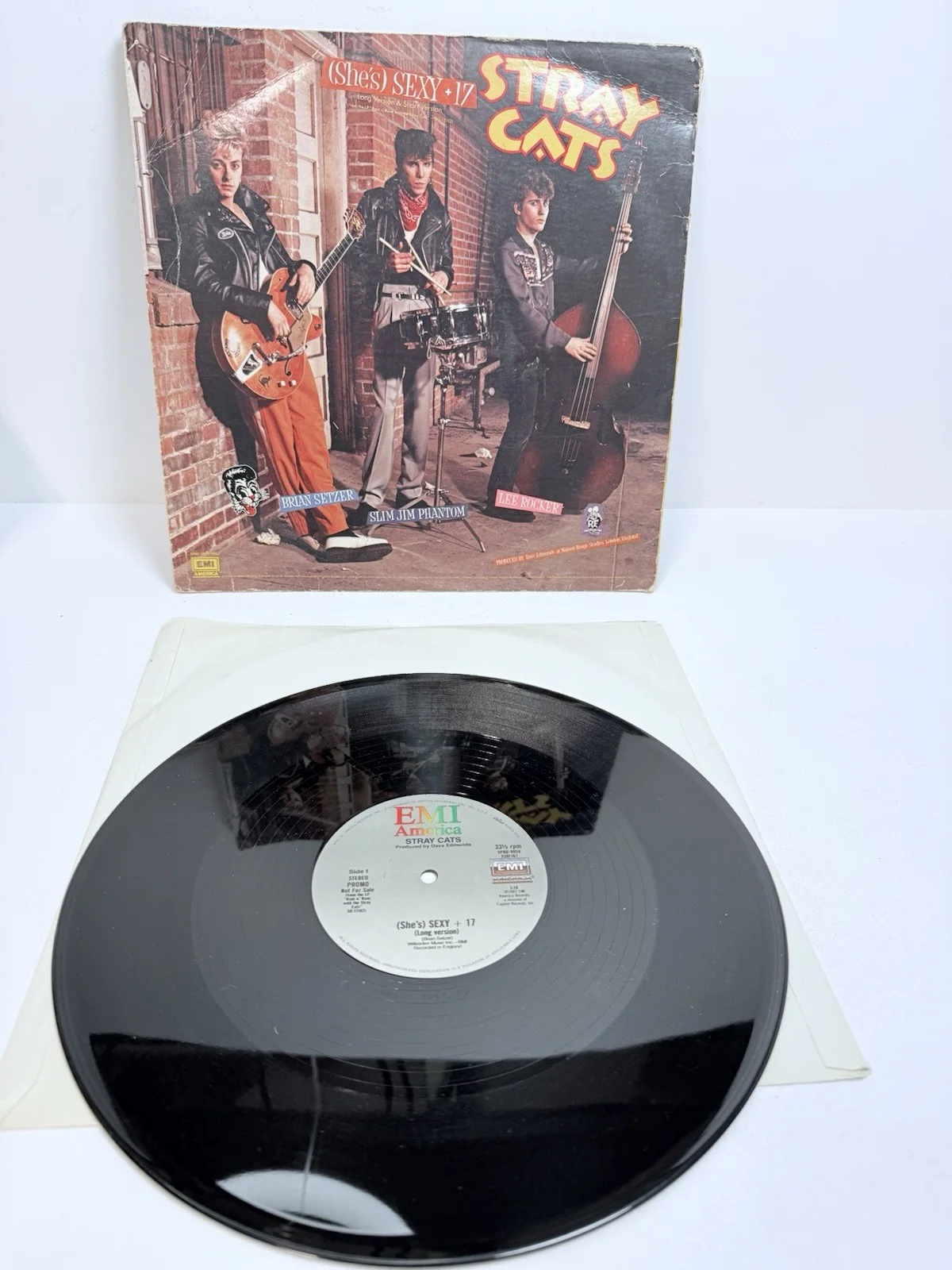 Stray Cats (She’s) Sexy + 17 Record Album Hand Signed Autographed Brian Setzer, image 4