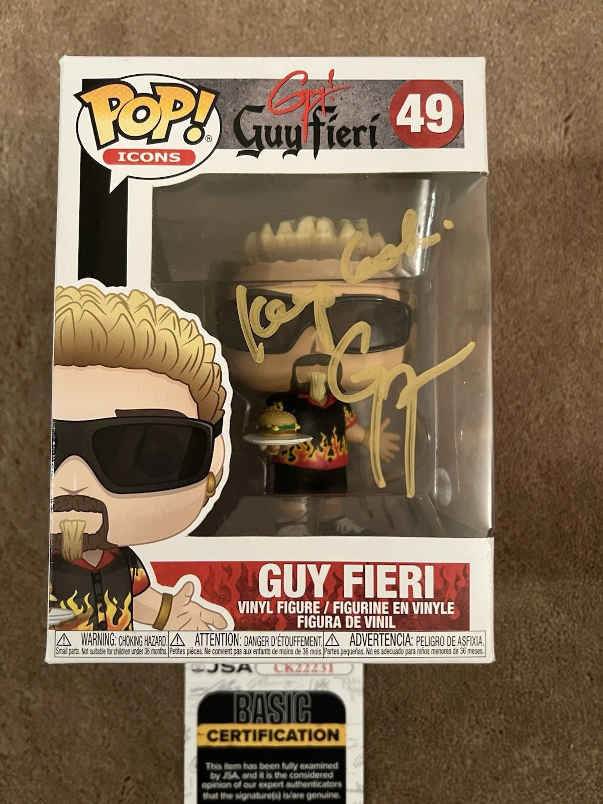 Guy Fieri Autographed Funko Pop Flavortown Chef Cook 49 JSA AUTHENTICATION, изображение 2