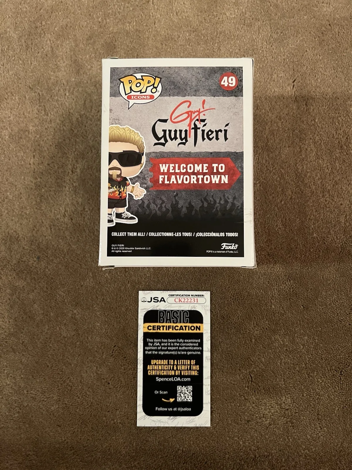 Guy Fieri Autographed Funko Pop Flavortown Chef Cook 49 JSA AUTHENTICATION, изображение 4