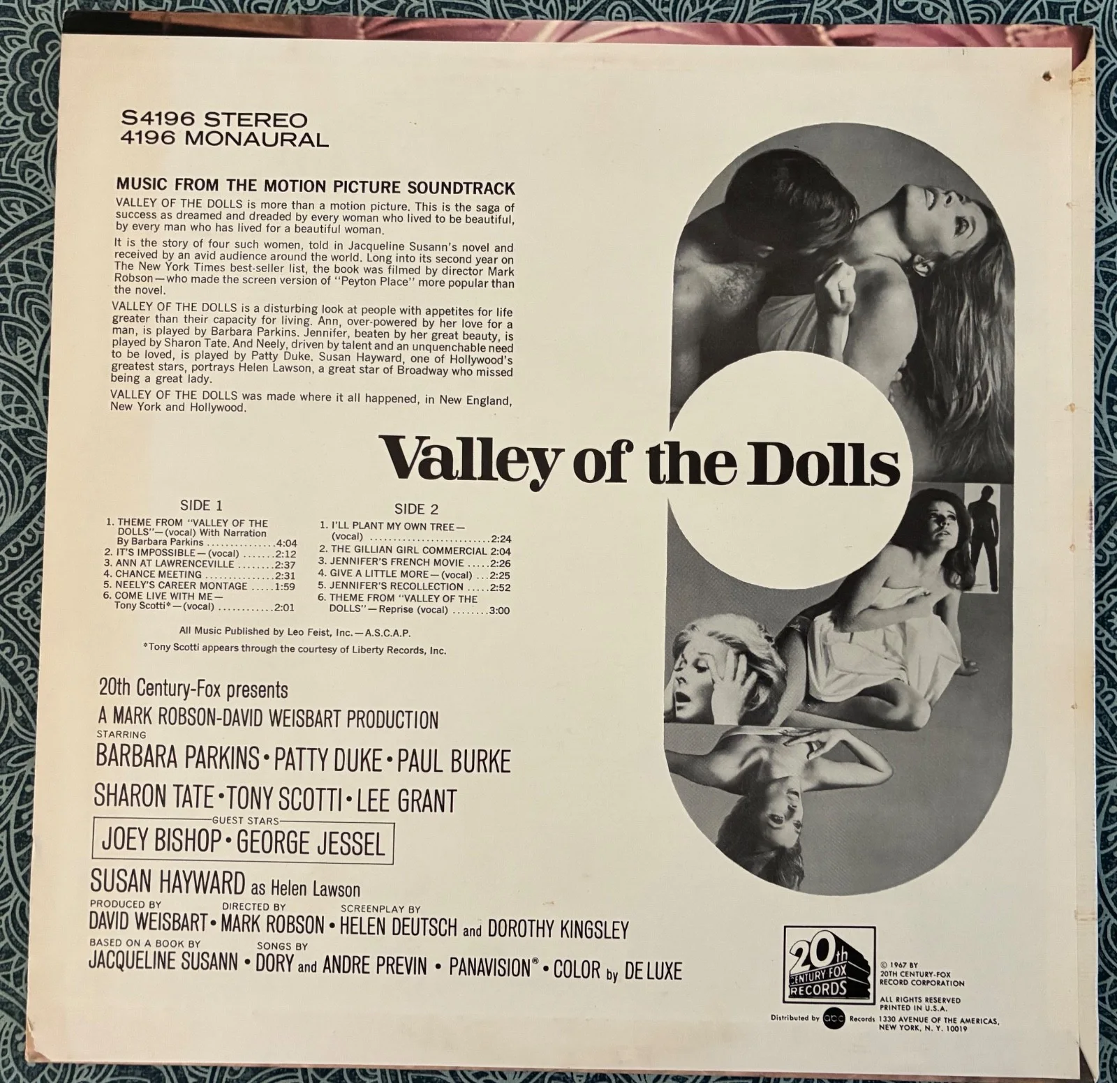 Barbara Parkins, Patty Duke, Lee Grant — VALLEY OF THE DOLLS 1967 Soundtrack LP Triple Signed Parkins, Duke, & Lee Grant, изображение 3