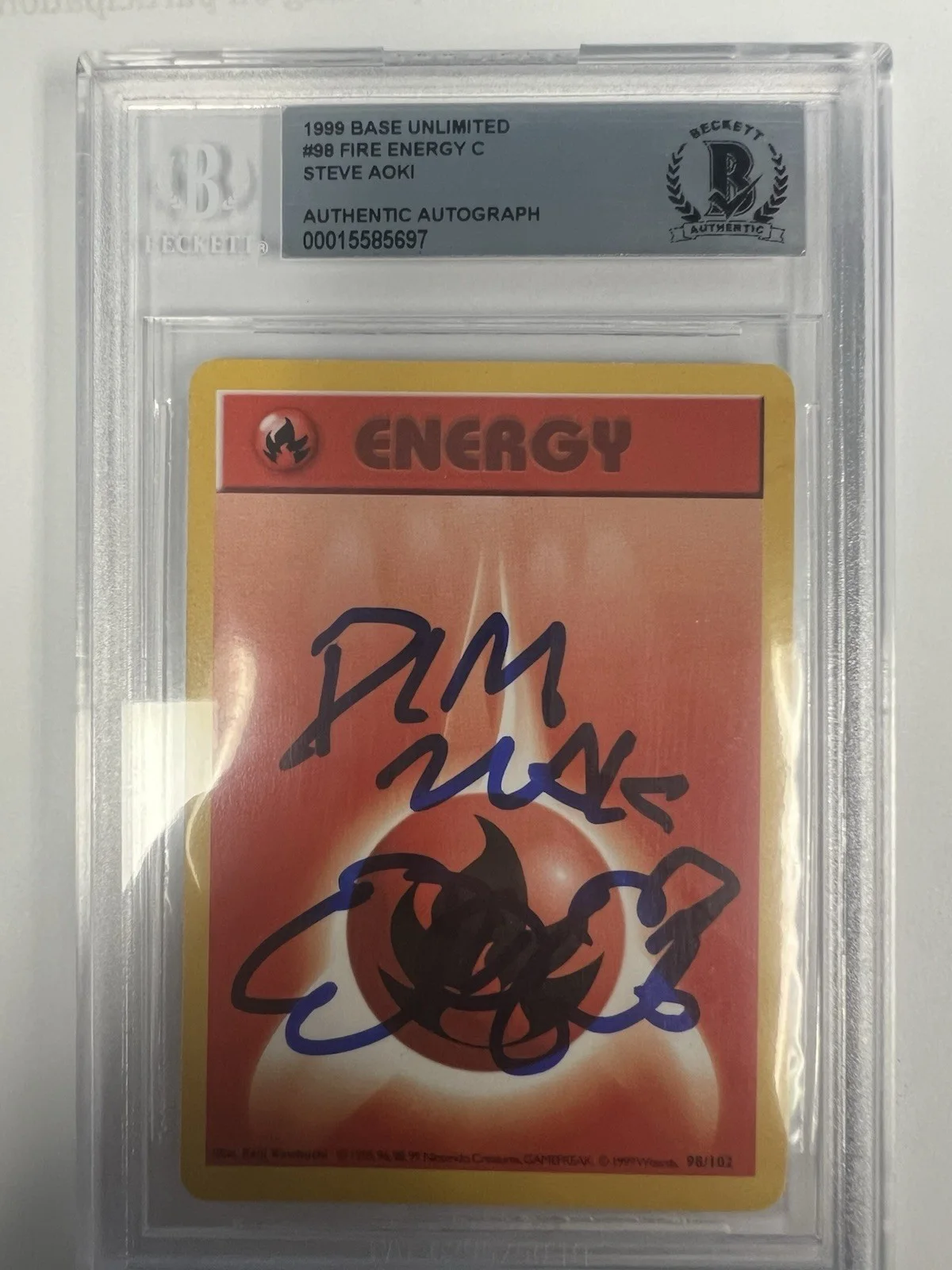 Steve Aoki Autograph Signed Base Unlimited Fire Energy Pokemon Card - Dim MAK, image 5