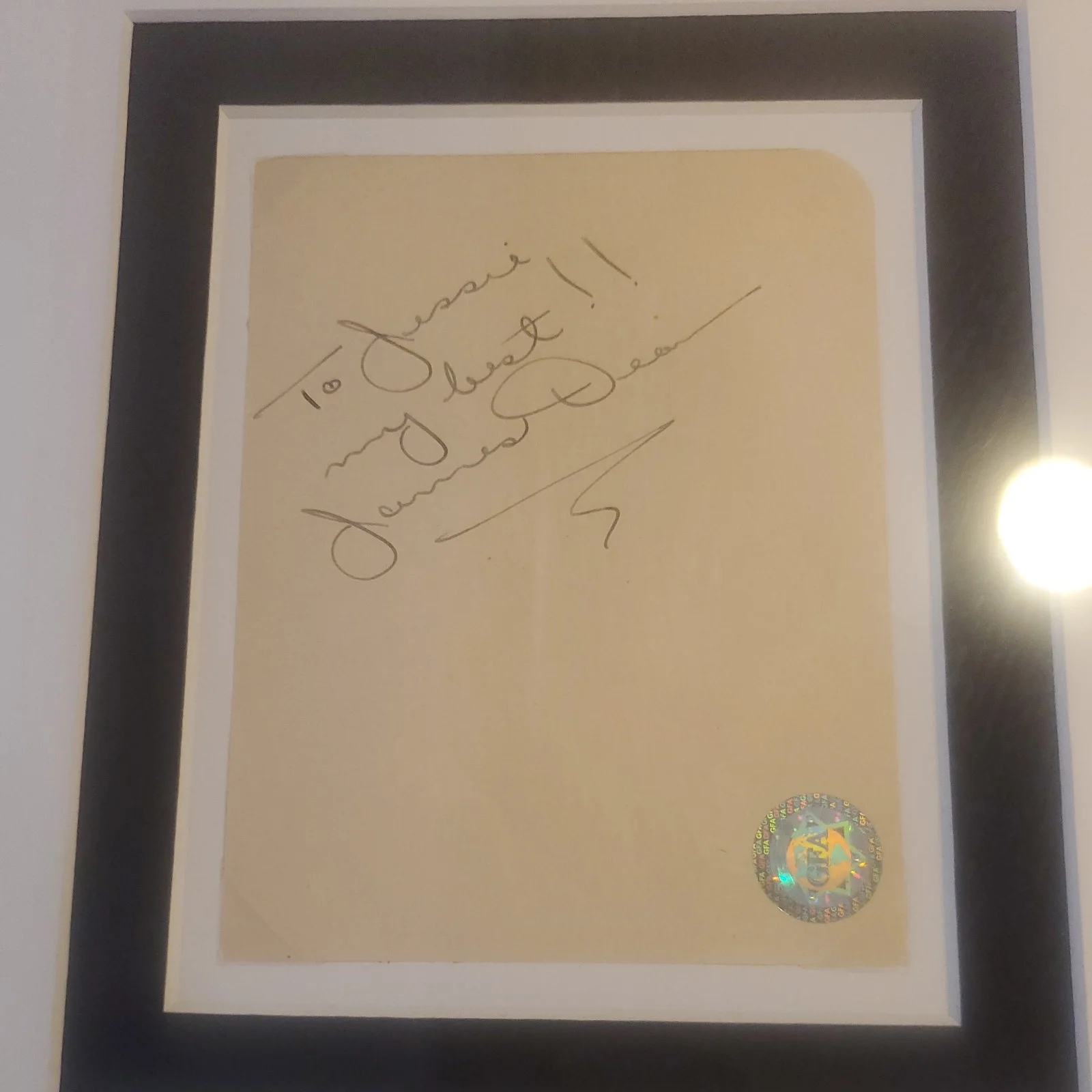 James Dean — JAMES DEAN SIGNED CUT - MUSEUM FRAMED - w/ GFA COA, image 4