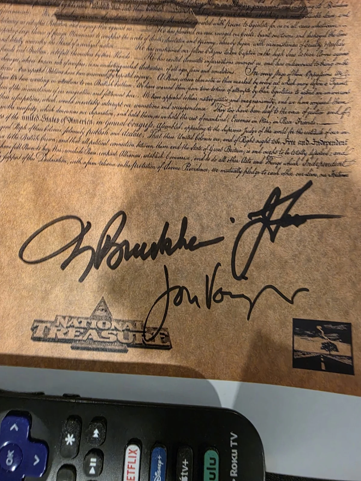 Nicolas Cage — Jerry Bruckheimer Signed National Treasure Mini Declaration of Independence RARE, image 2