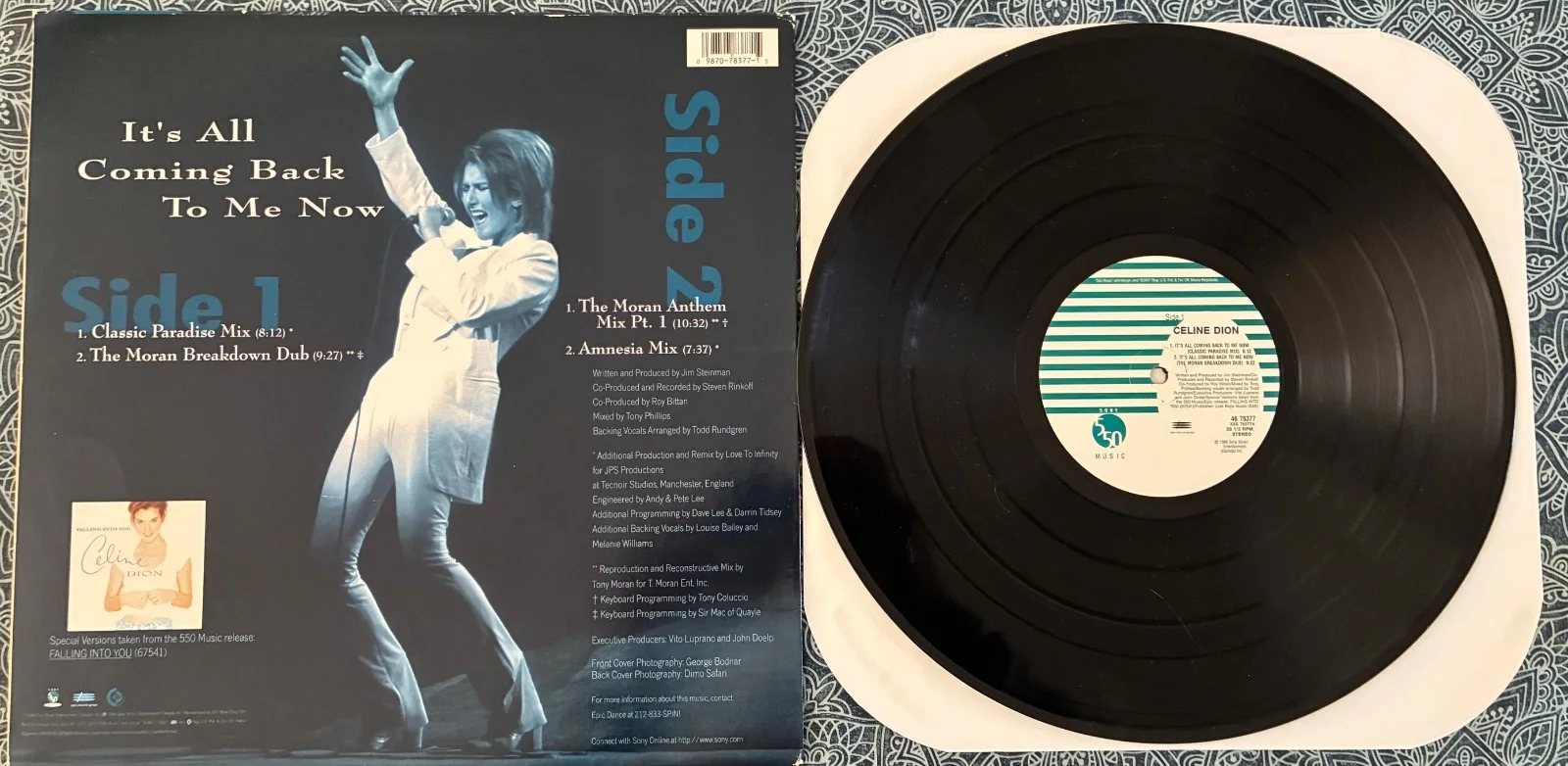 CELINE DION Signed Vinyl 12" IT'S ALL COMING BACK TO ME NOW Autographed 1996 LP, изображение 3