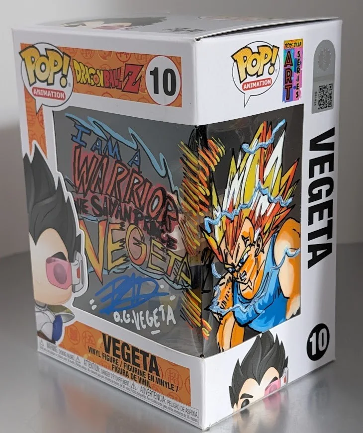 Brian Drummond — Brian Drummond Autographed Quoted ARTWORK Funko Pop #10 Vegeta Dragon Ball Z DBZ