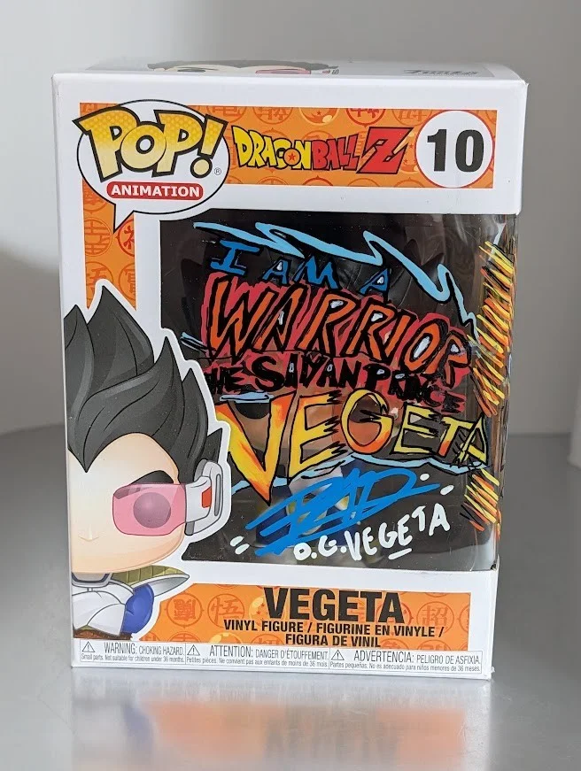 Brian Drummond — Brian Drummond Autographed Quoted ARTWORK Funko Pop #10 Vegeta Dragon Ball Z DBZ, изображение 2