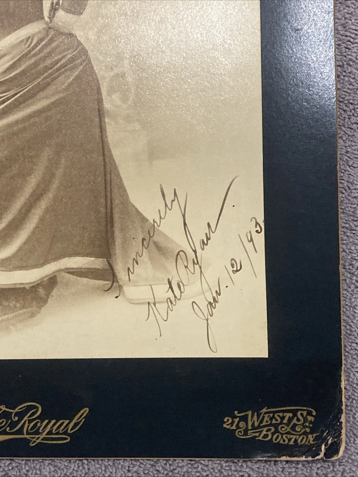 1893 Stage Actress Kate Ryan Signed Cabinet Card Boston Elmer Chickering, изображение 5
