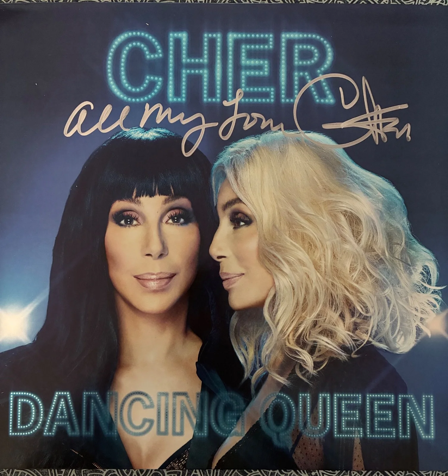 CHER Signed DANCING QUEEN Vinyl LP Album Autographed ABBA Inscription, image 4