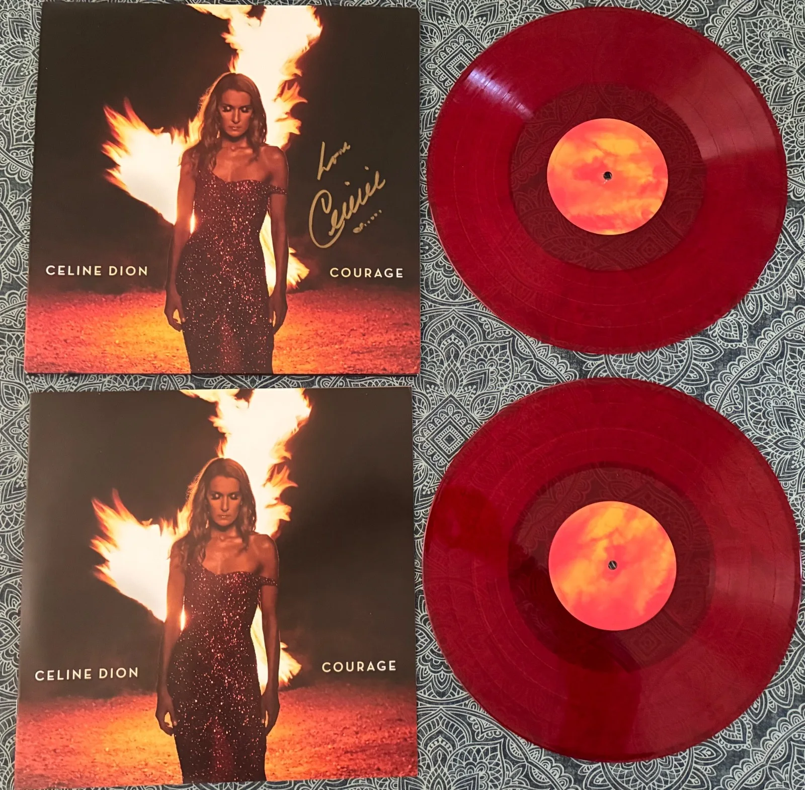 Celine Dion Signed Courage Album Authentic Autographed Limited Edition Red Vinyl, image 3