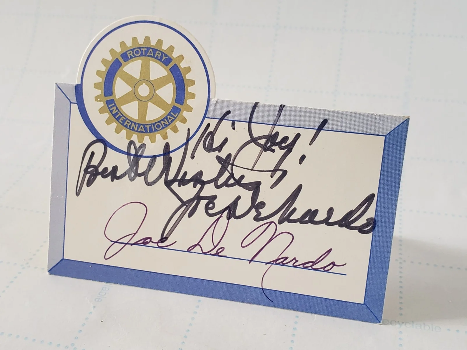 Vintage Joe DeNardo Signed Rotary Place Card Autograph – Pittsburgh Weatherman, image 2