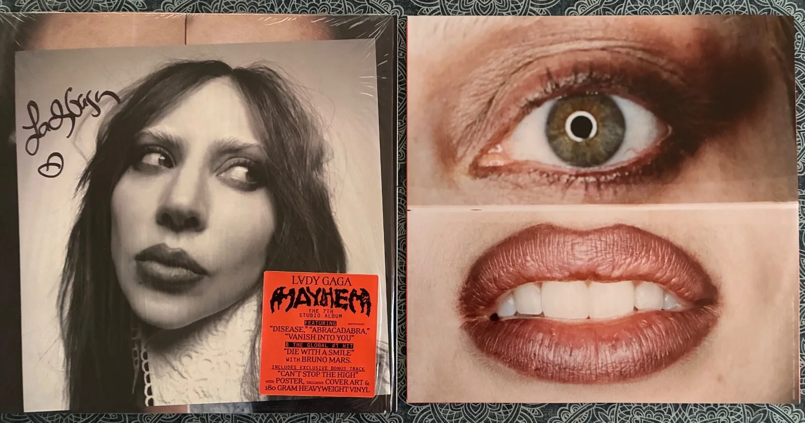 Lady Gaga Signed Mayhem Vinyl LP Autograph 180g Alt Cover & Poster/6 CD singles, изображение 3