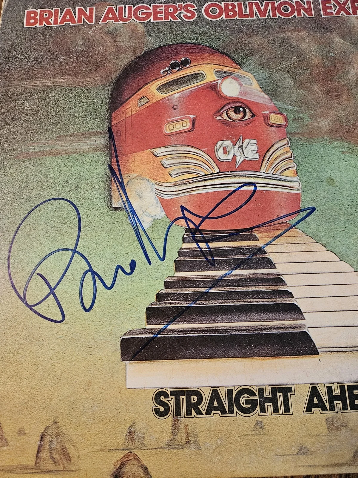 Brian Auger's Oblivion Express SIGNED Straight Ahead LP Cover, image 2